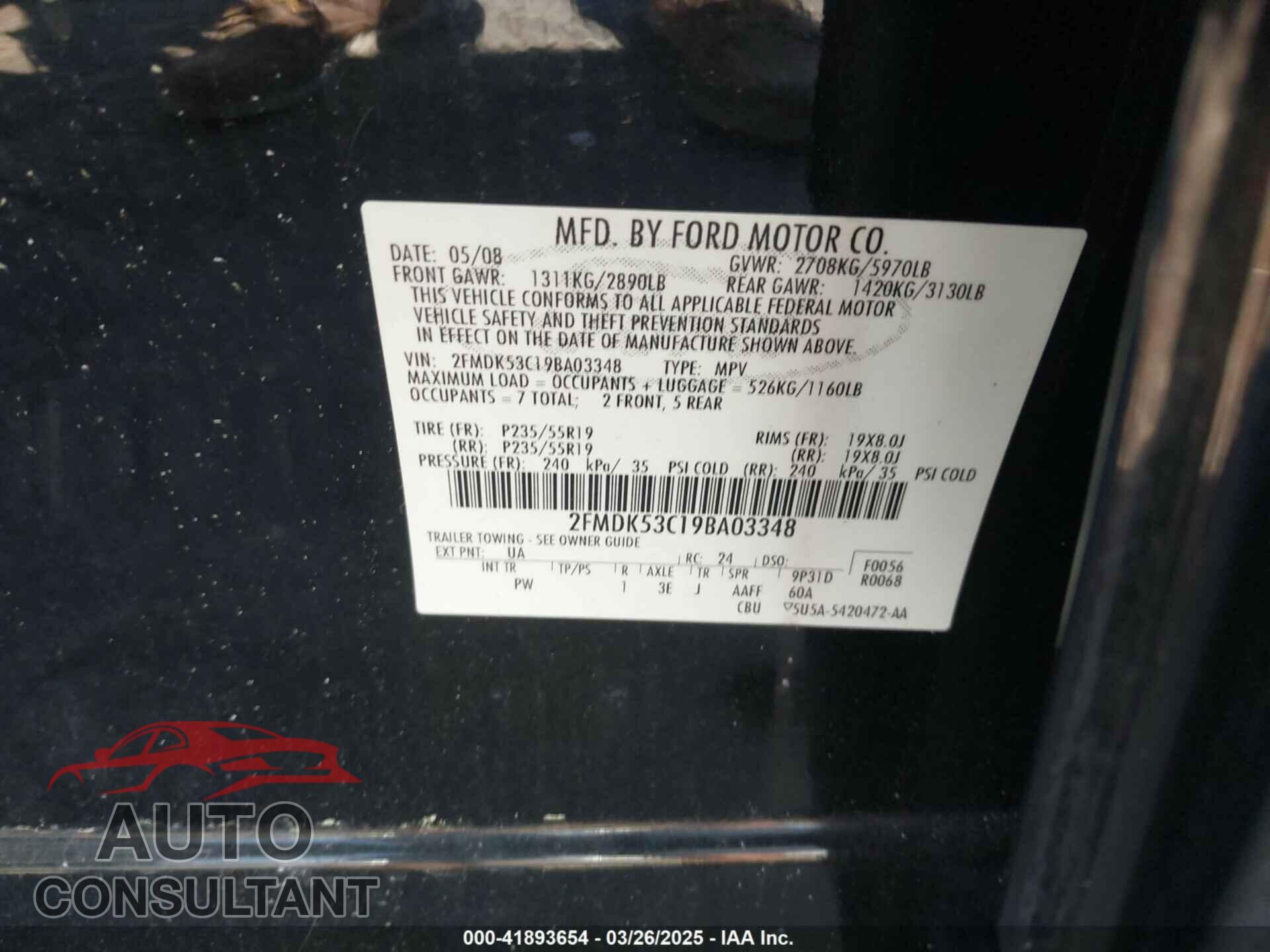 FORD FLEX 2009 - 2FMDK53C19BA03348