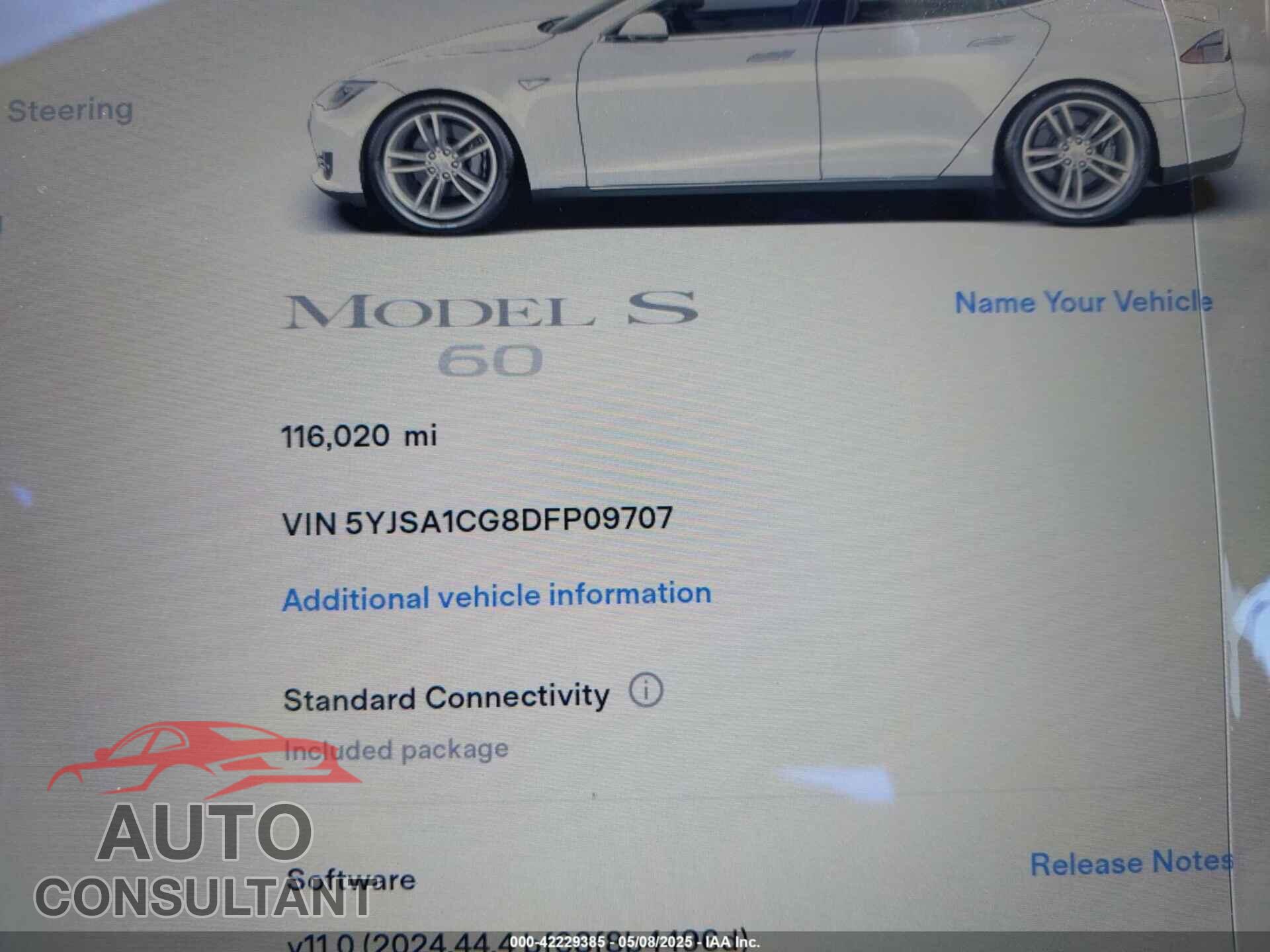 TESLA MODEL S 2013 - 5YJSA1CG8DFP09707