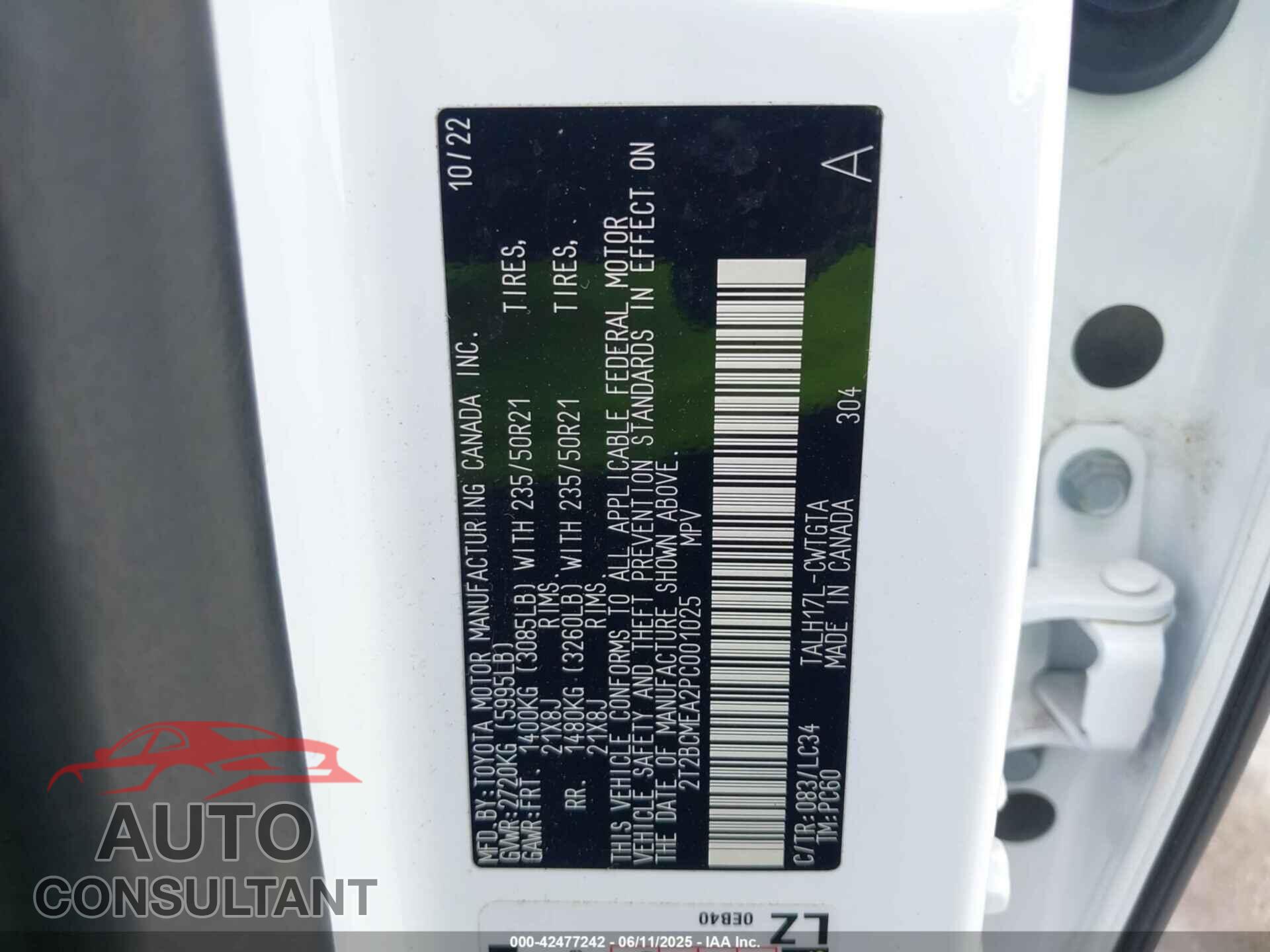LEXUS RX 2023 - 2T2BCMEA2PC001025
