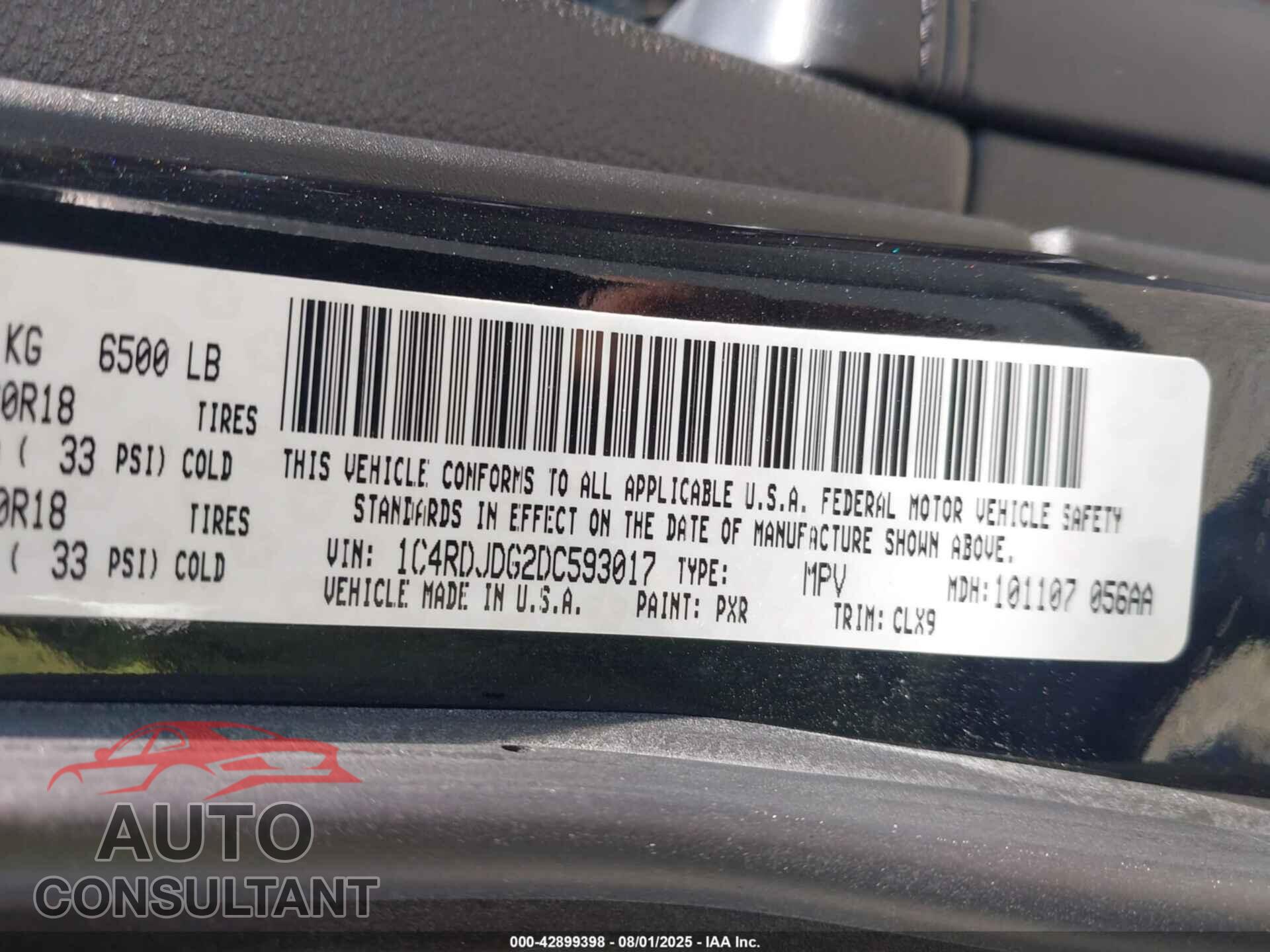DODGE DURANGO 2013 - 1C4RDJDG2DC593017