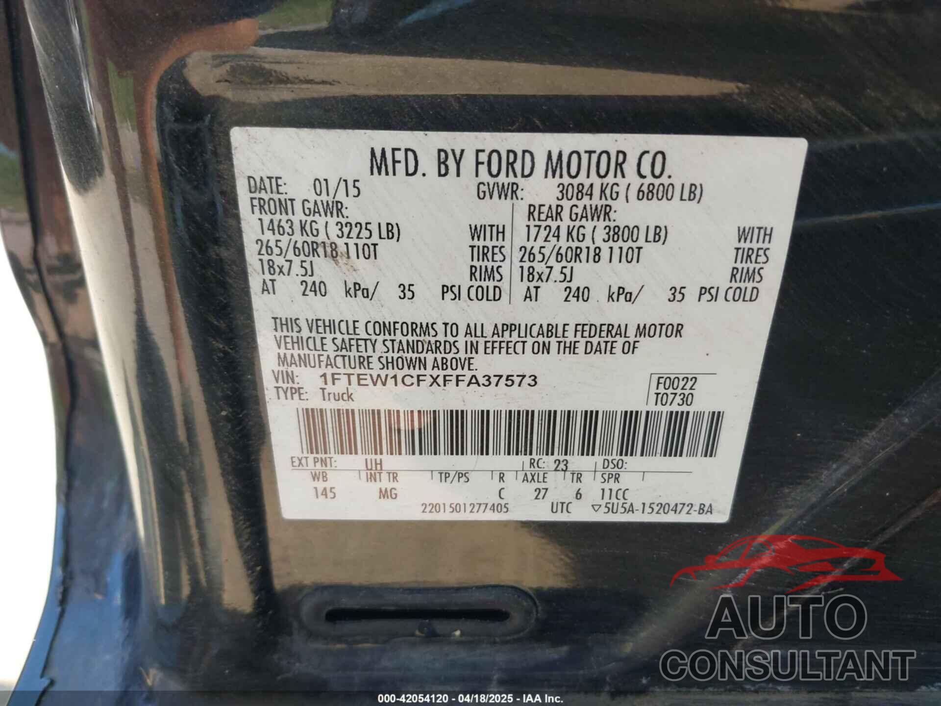 FORD F-150 2015 - 1FTEW1CFXFFA37573