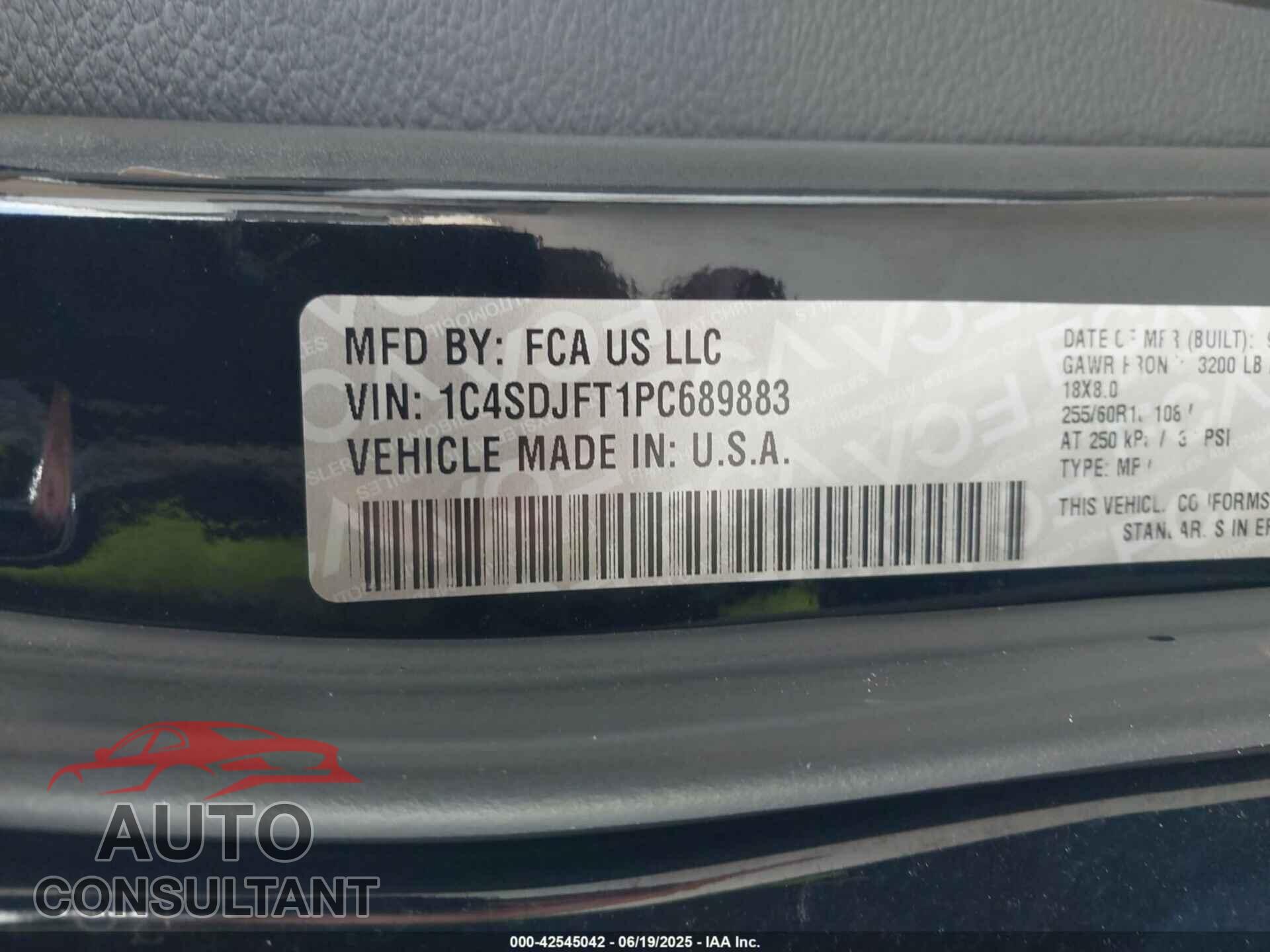 DODGE DURANGO 2023 - 1C4SDJFT1PC689883
