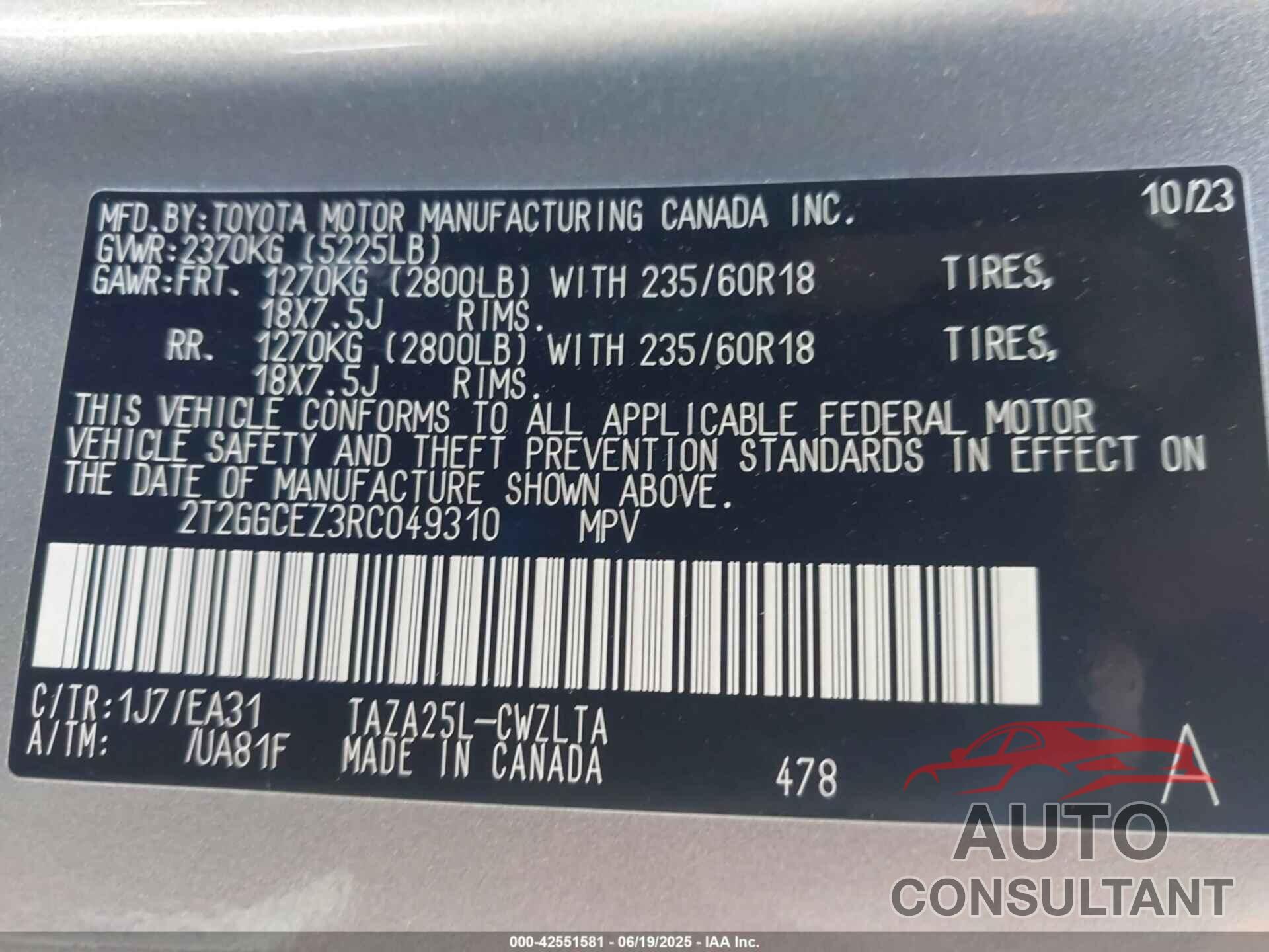 LEXUS NX 350 2024 - 2T2GGCEZ3RC049310