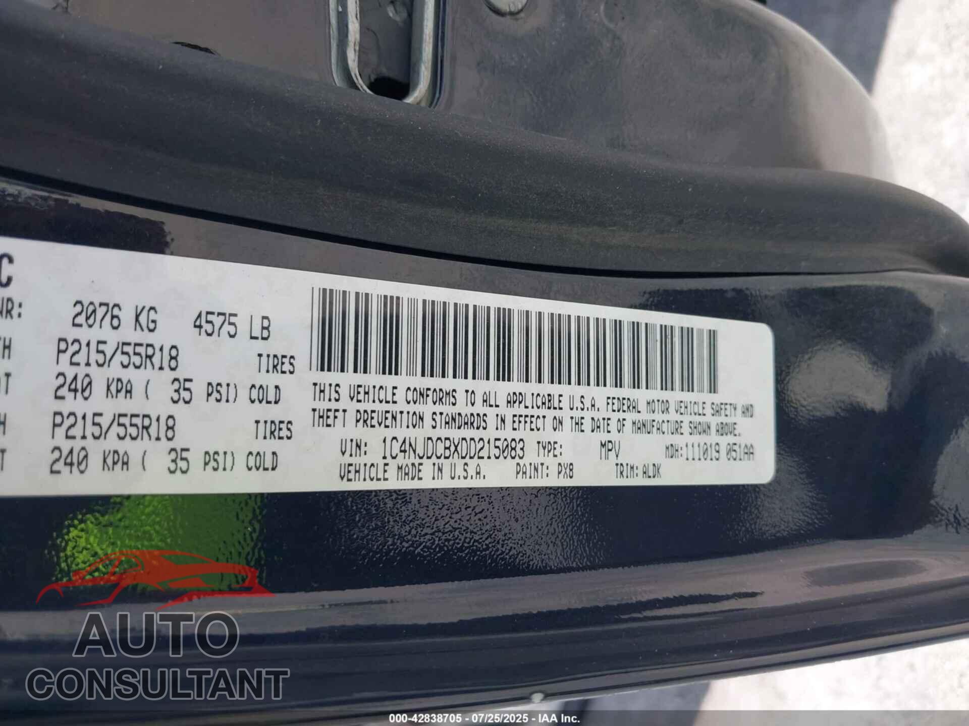 JEEP COMPASS 2013 - 1C4NJDCBXDD215083