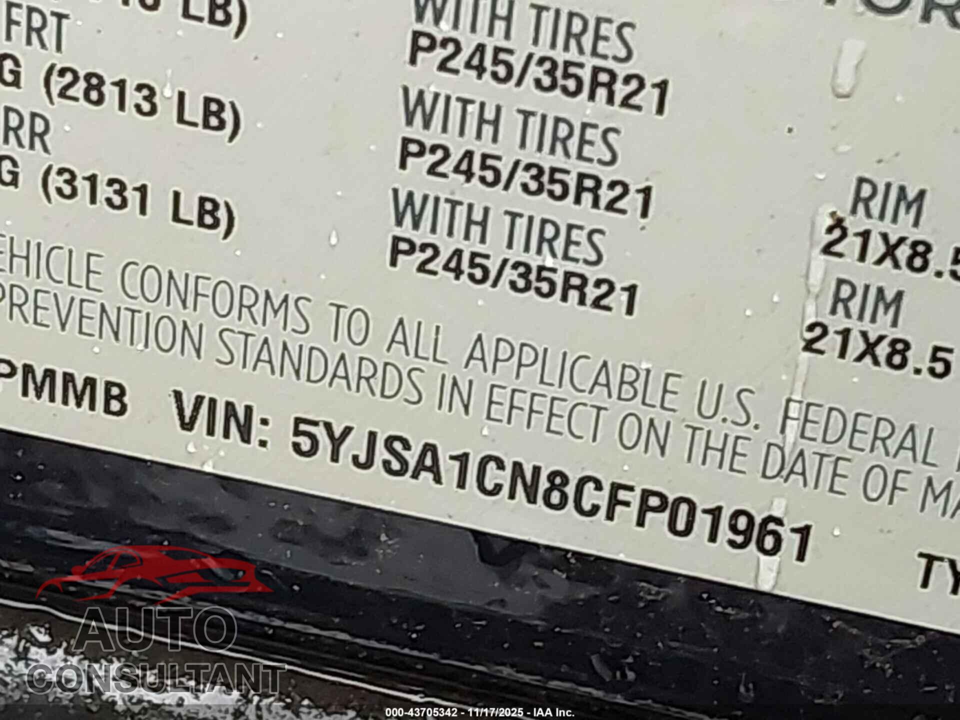 TESLA MODEL S 2012 - 5YJSA1CN8CFP01961