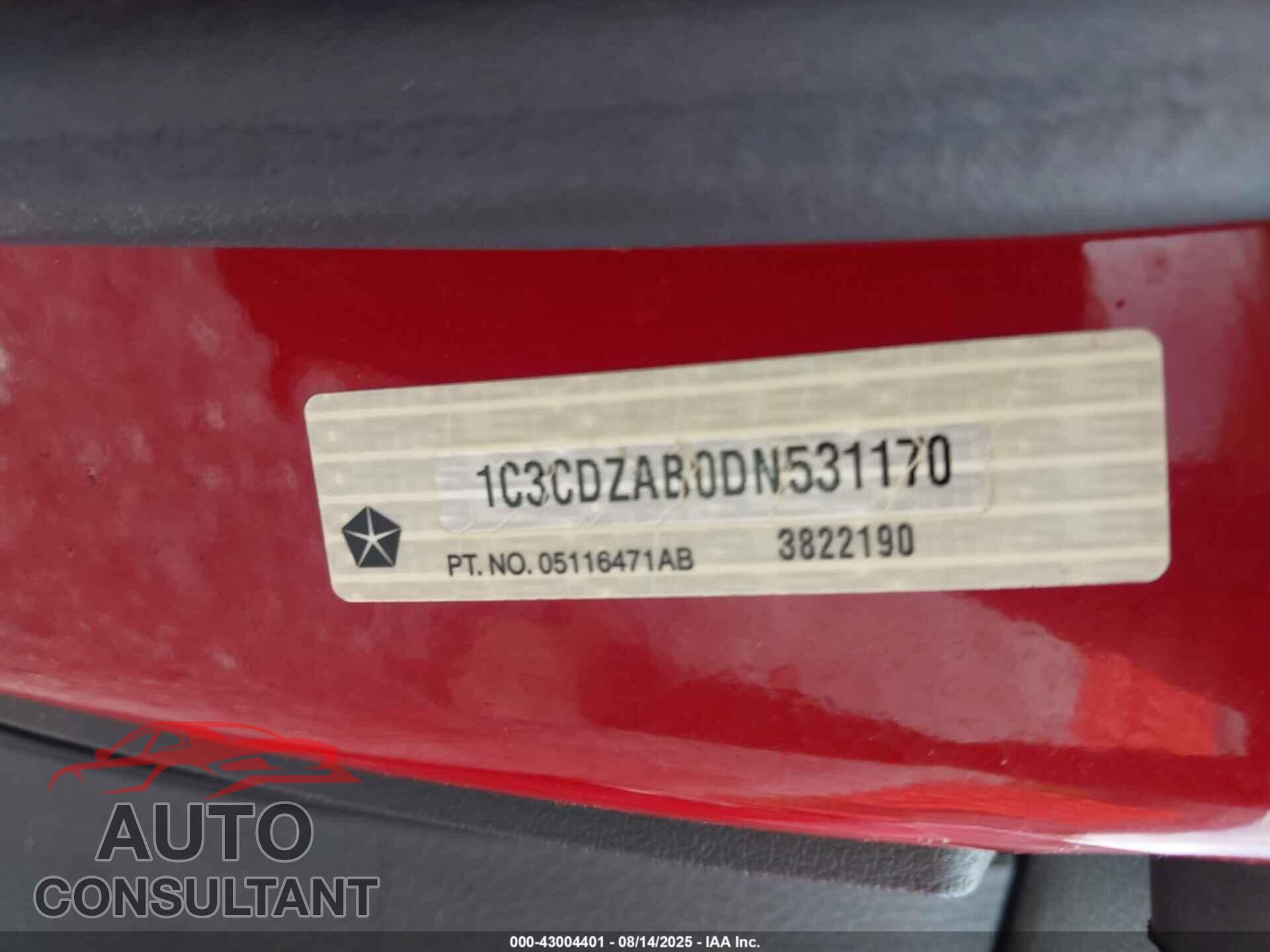 DODGE AVENGER 2013 - 1C3CDZAB0DN531170