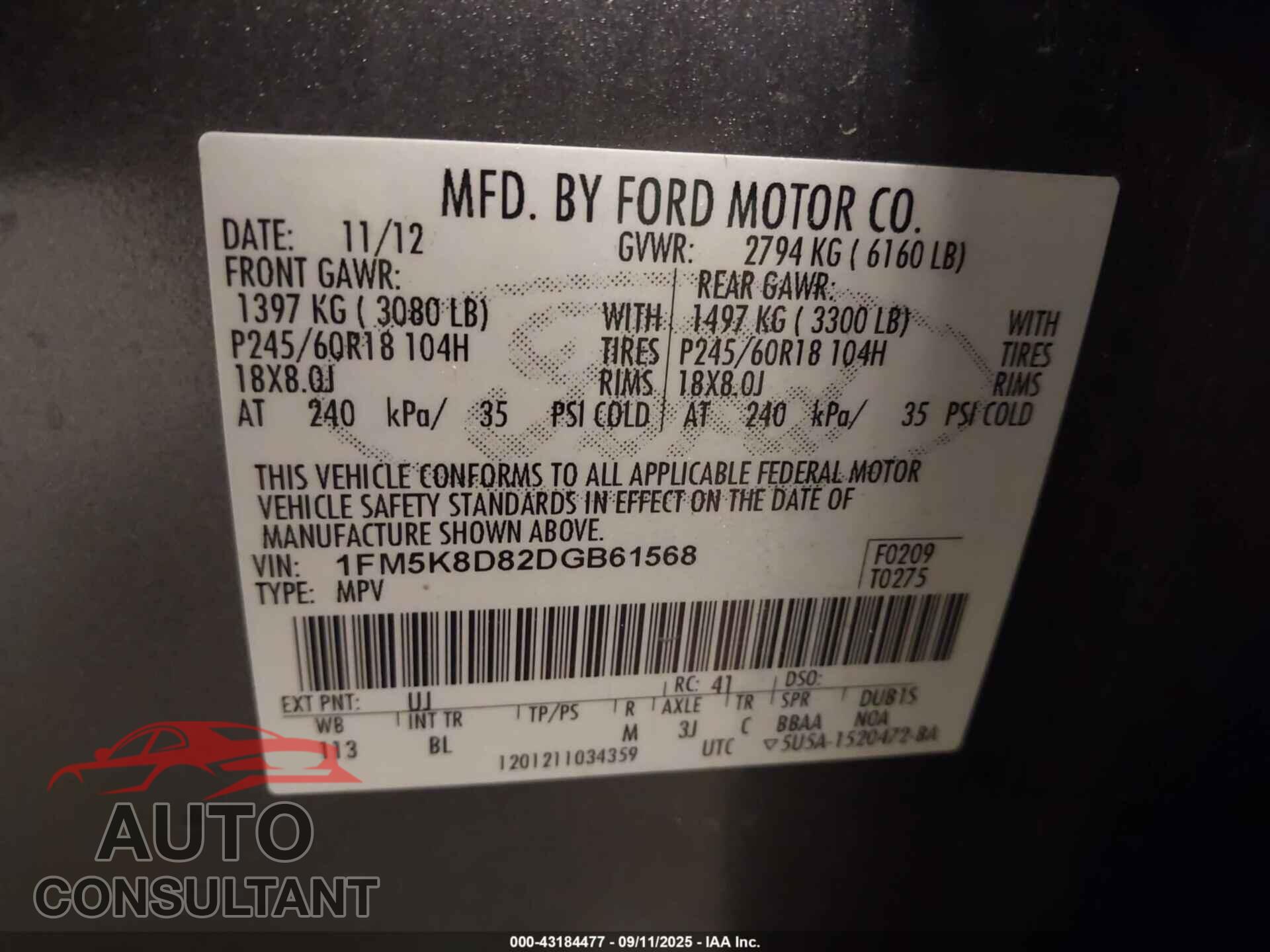 FORD EXPLORER 2013 - 1FM5K8D82DGB61568