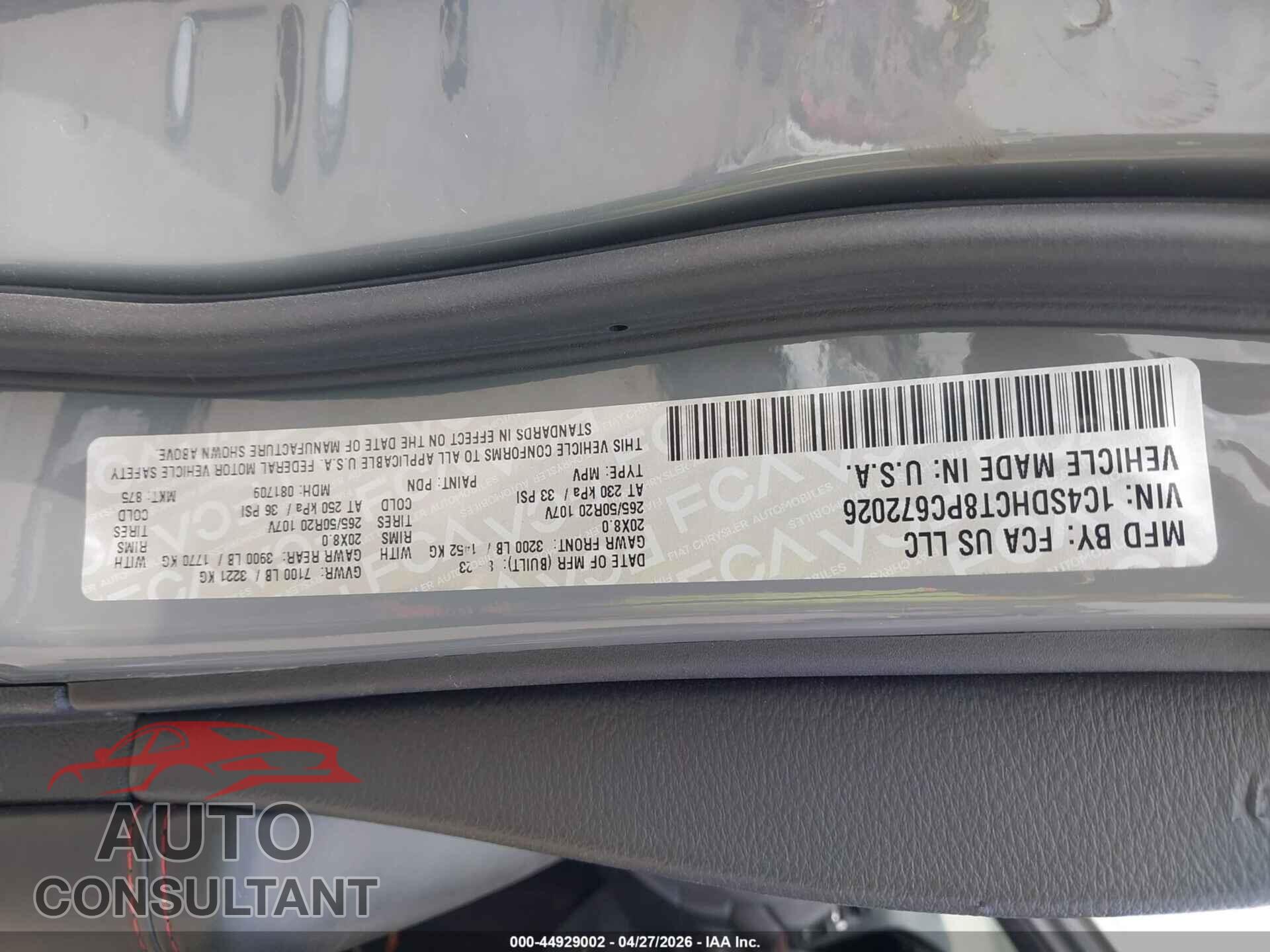 DODGE DURANGO 2023 - 1C4SDHCT8PC672026