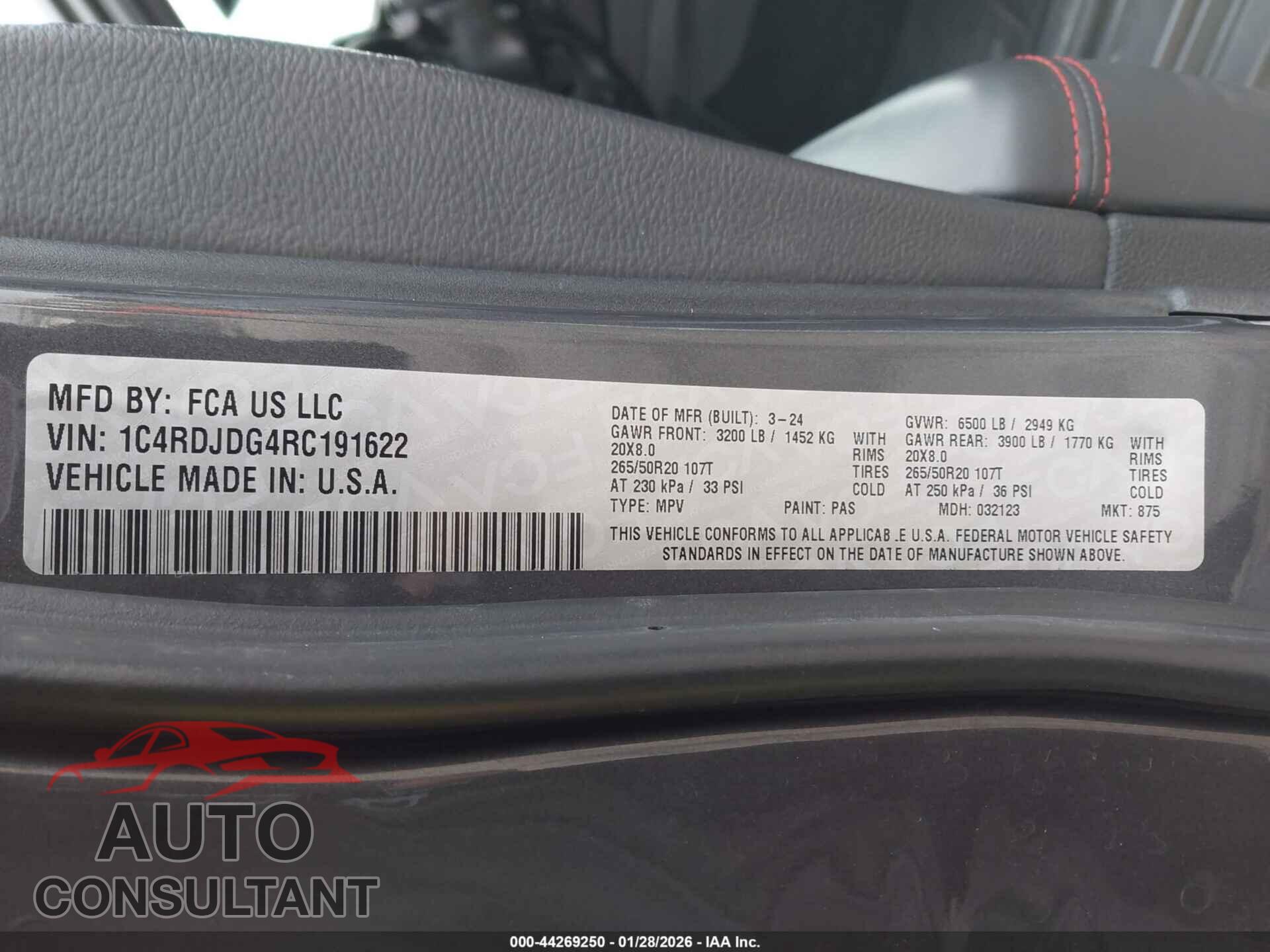 DODGE DURANGO 2024 - 1C4RDJDG4RC191622