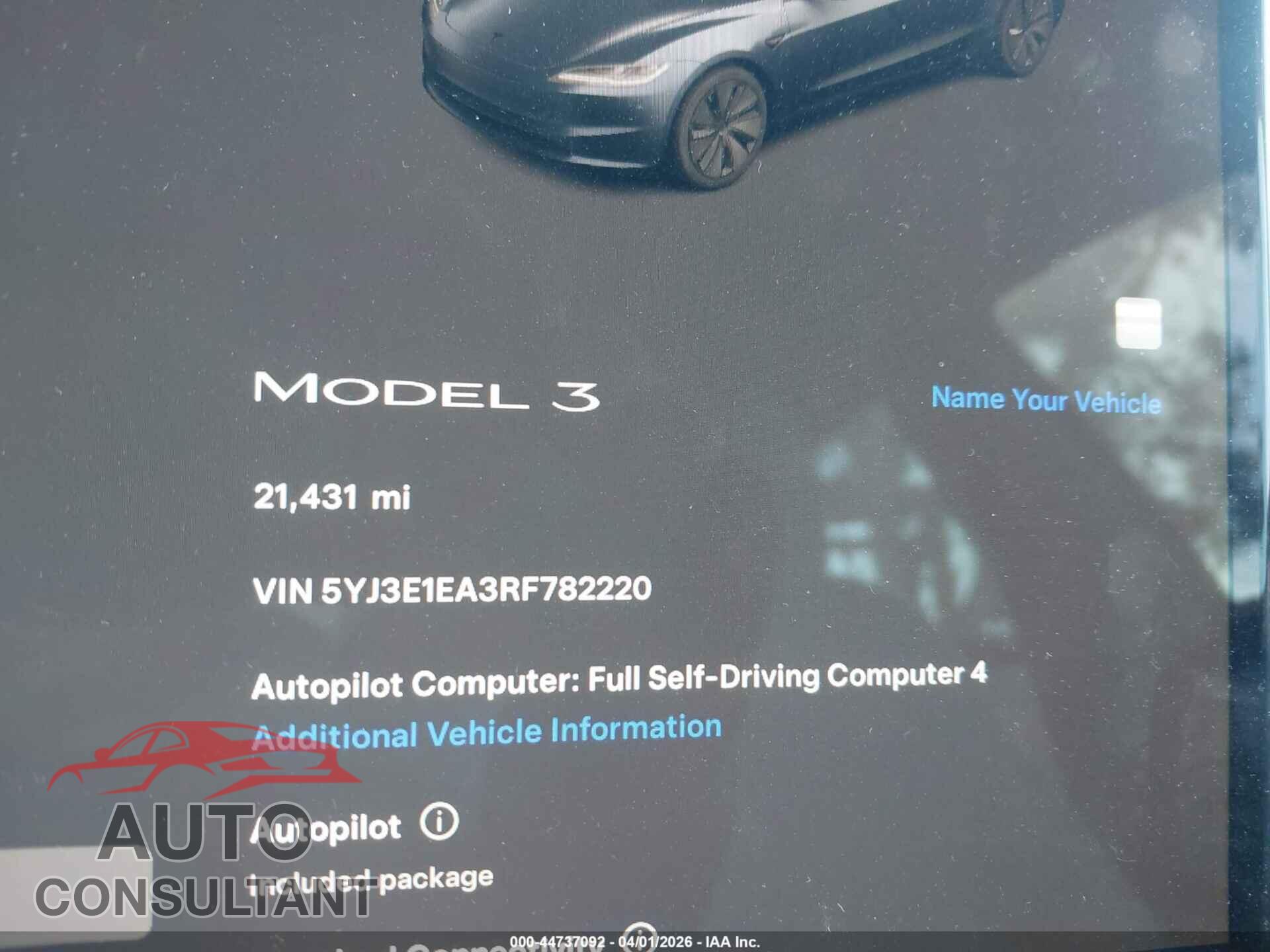 TESLA MODEL 3 2024 - 5YJ3E1EA3RF782220