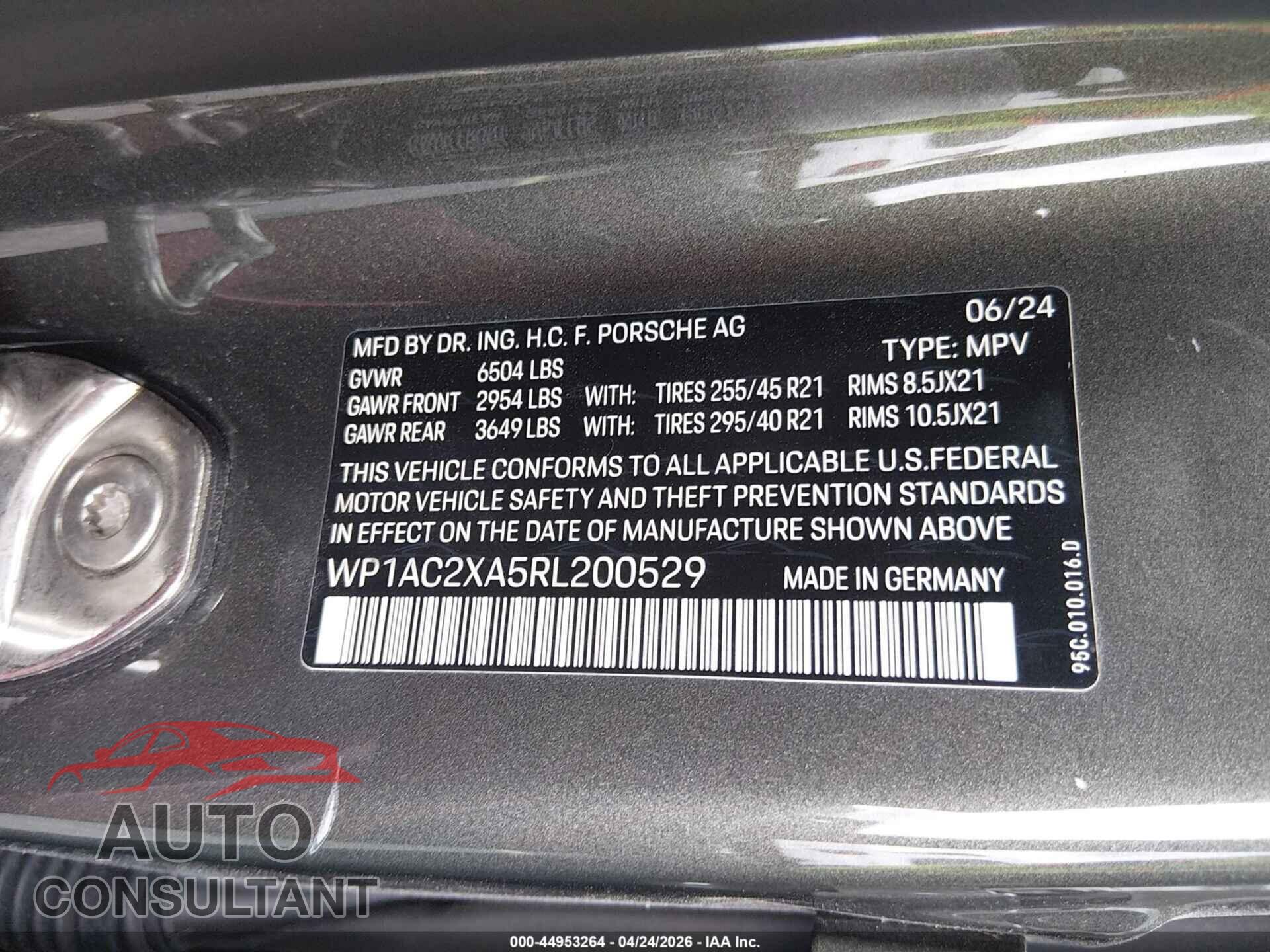 PORSCHE MACAN ELECTRIC 2024 - WP1AC2XA5RL200529
