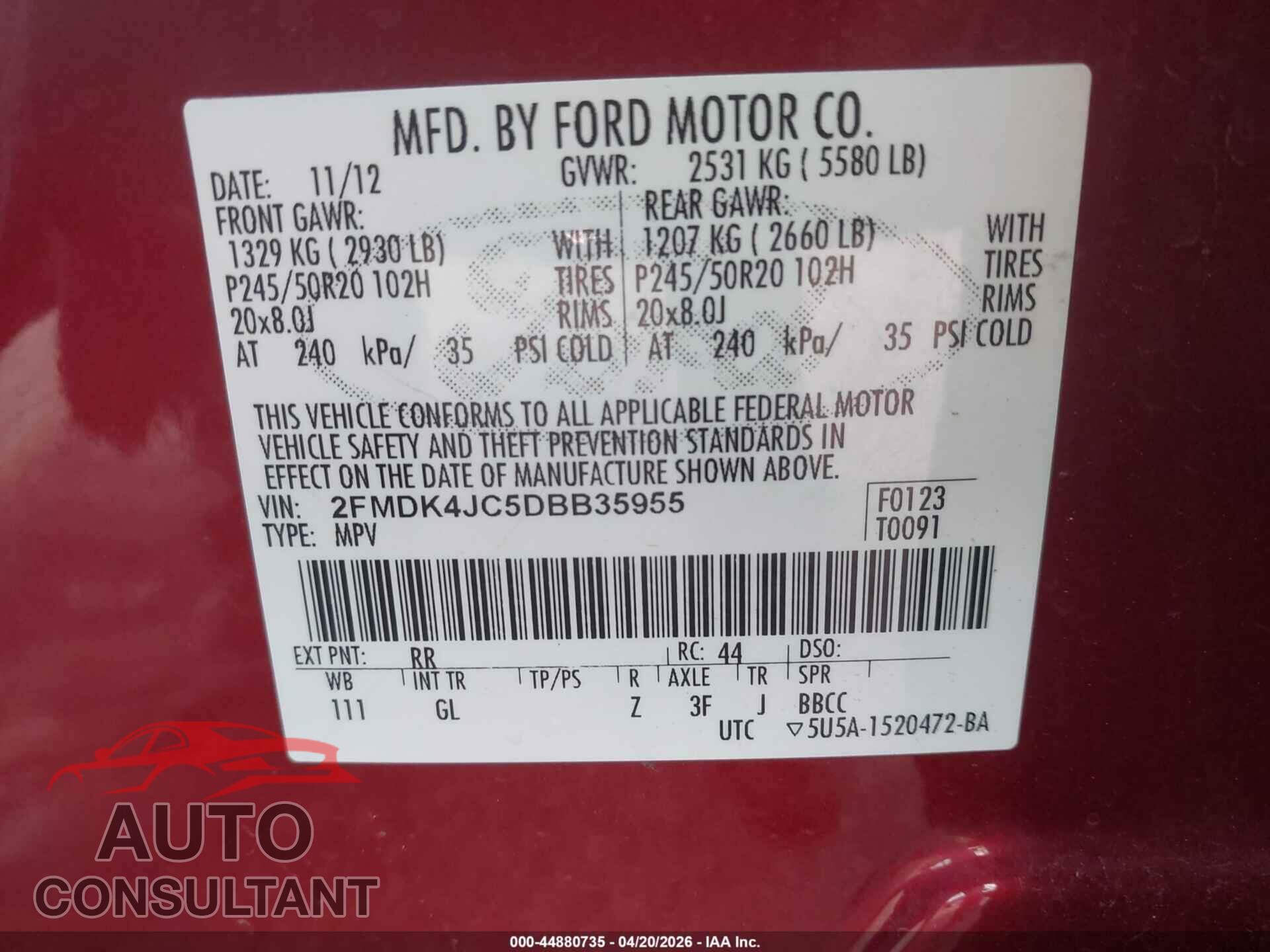 FORD EDGE 2013 - 2FMDK4JC5DBB35955