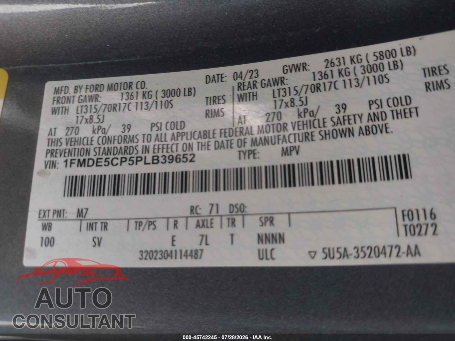 FORD BRONCO 2023 - 1FMDE5CP5PLB39652