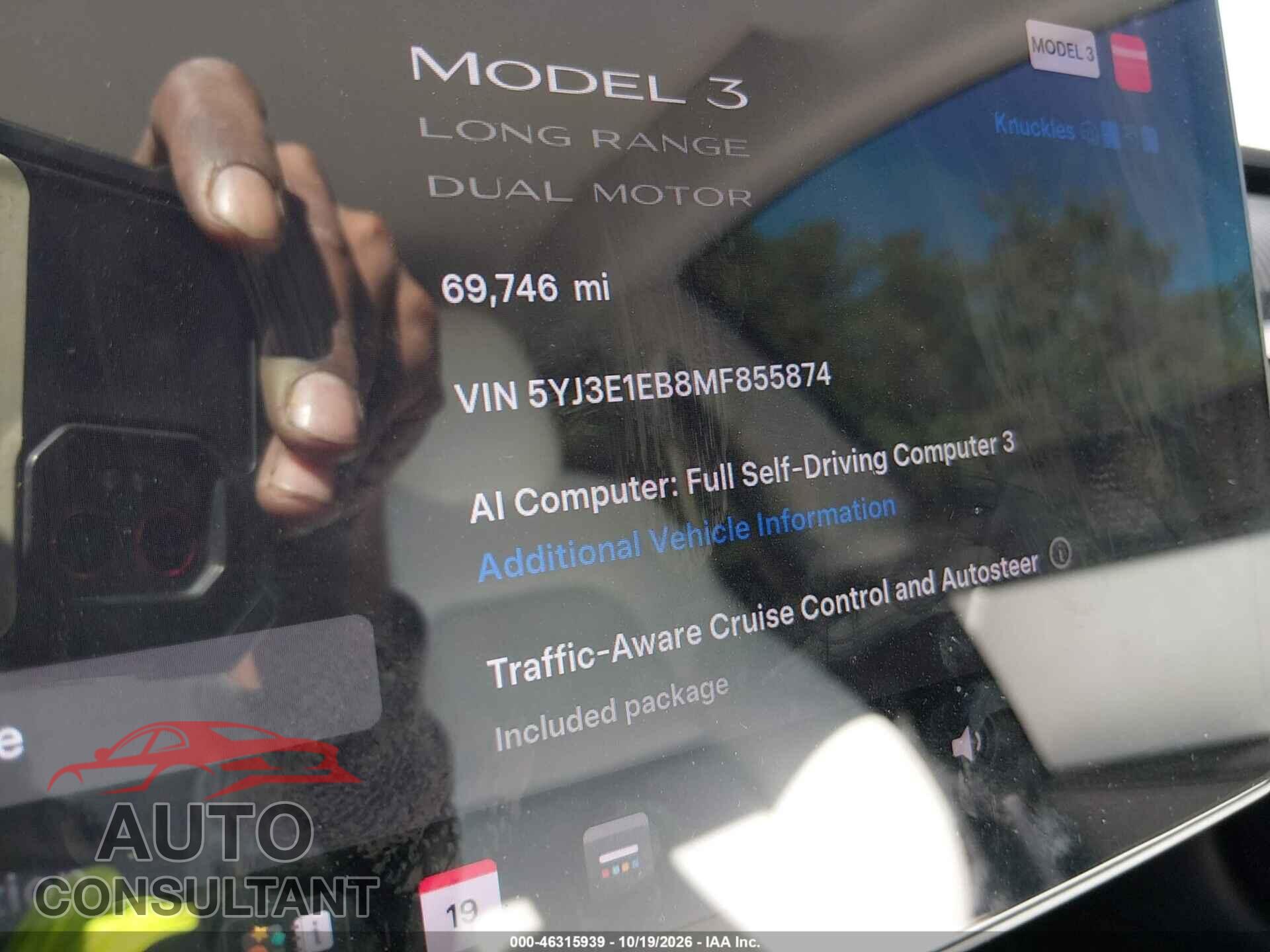 TESLA MODEL 3 2021 - 5YJ3E1EB8MF855874