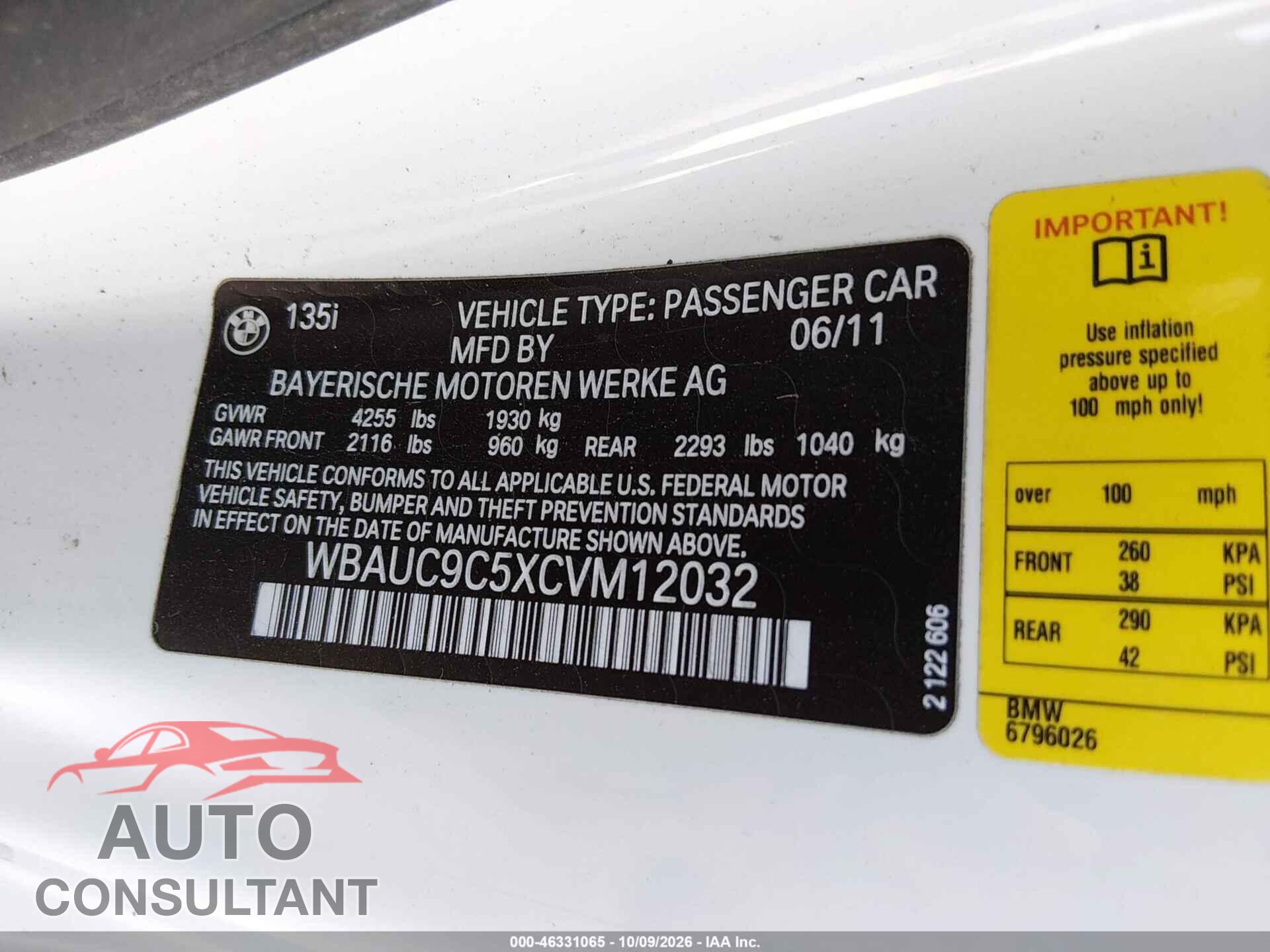 BMW 135I 2012 - WBAUC9C5XCVM12032