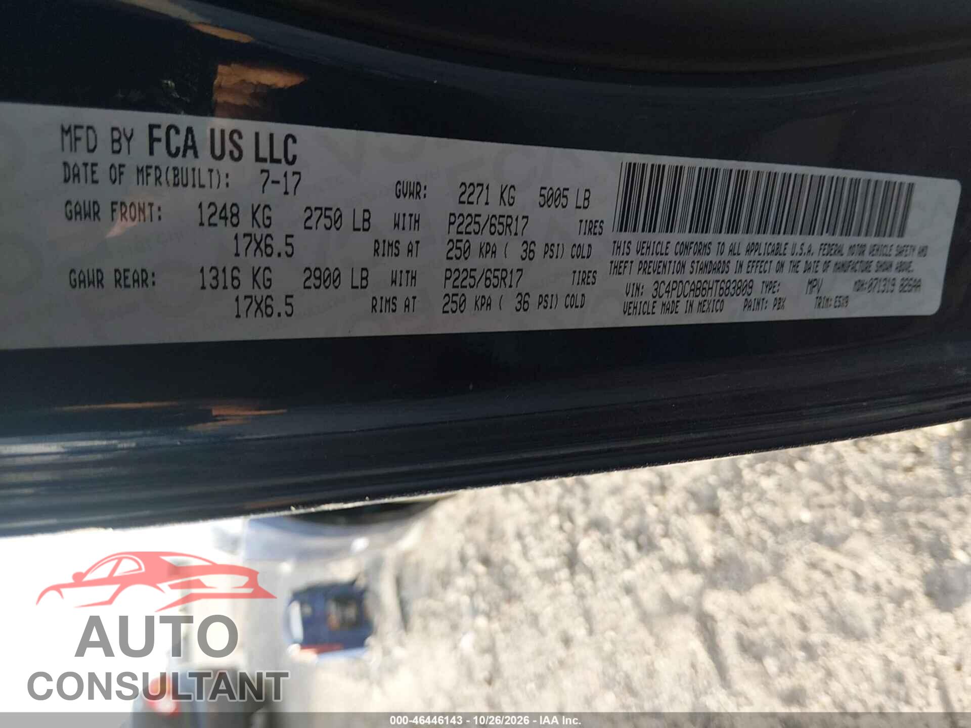 DODGE JOURNEY 2017 - 3C4PDCAB6HT683809