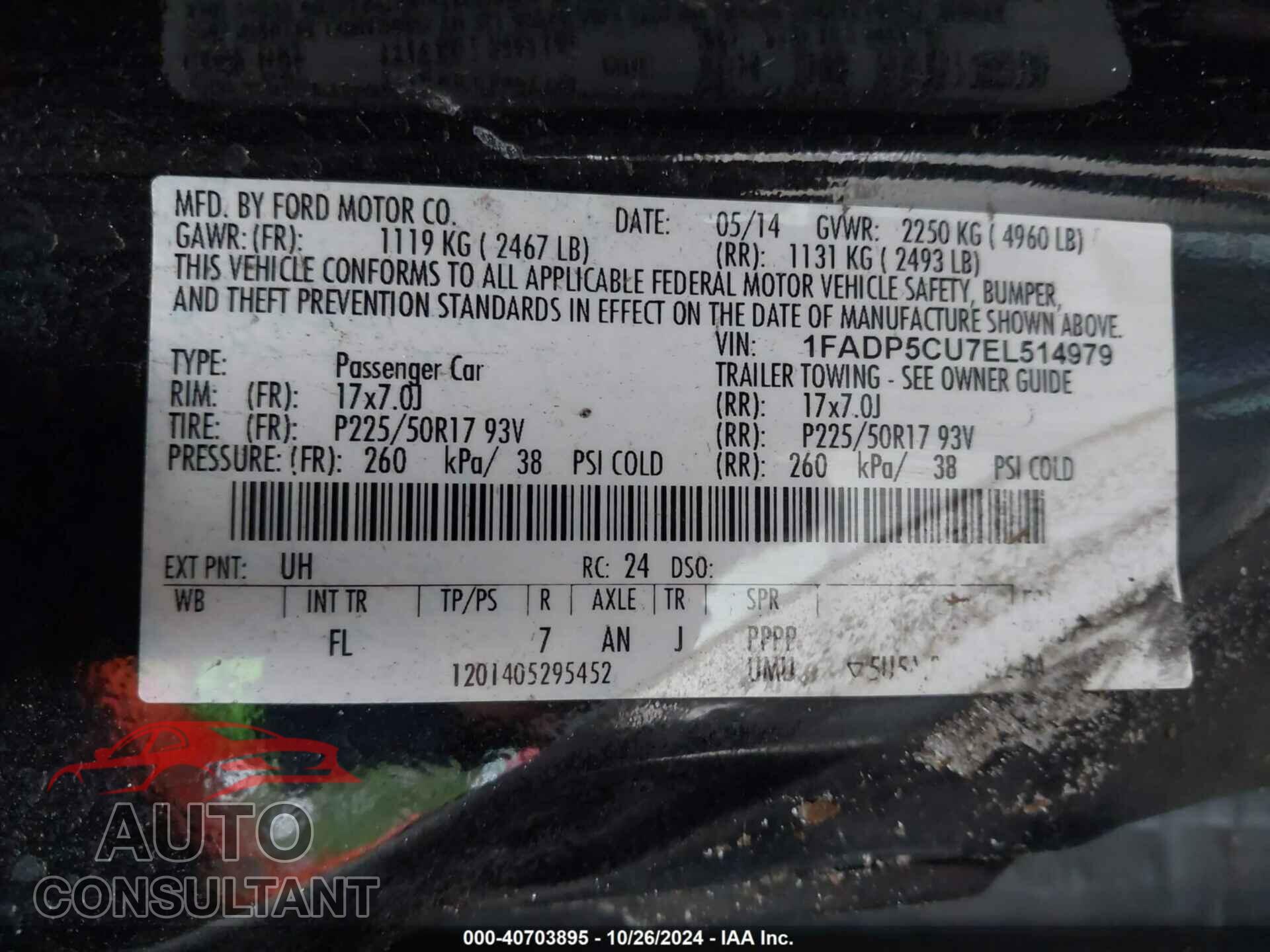 FORD C-MAX ENERGI 2014 - 1FADP5CU7EL514979