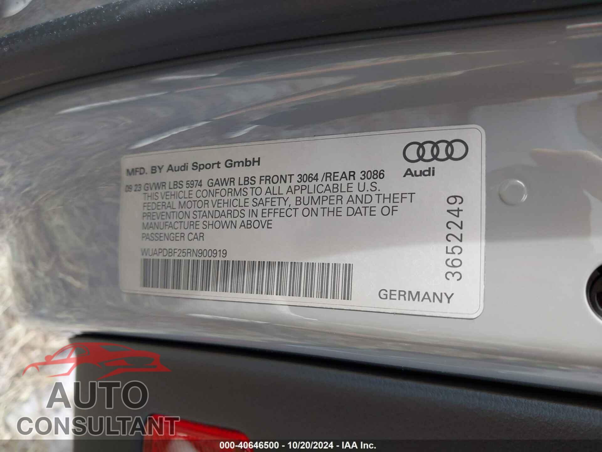 AUDI RS 7 SPORTBACK 2024 - WUAPDBF25RN900919