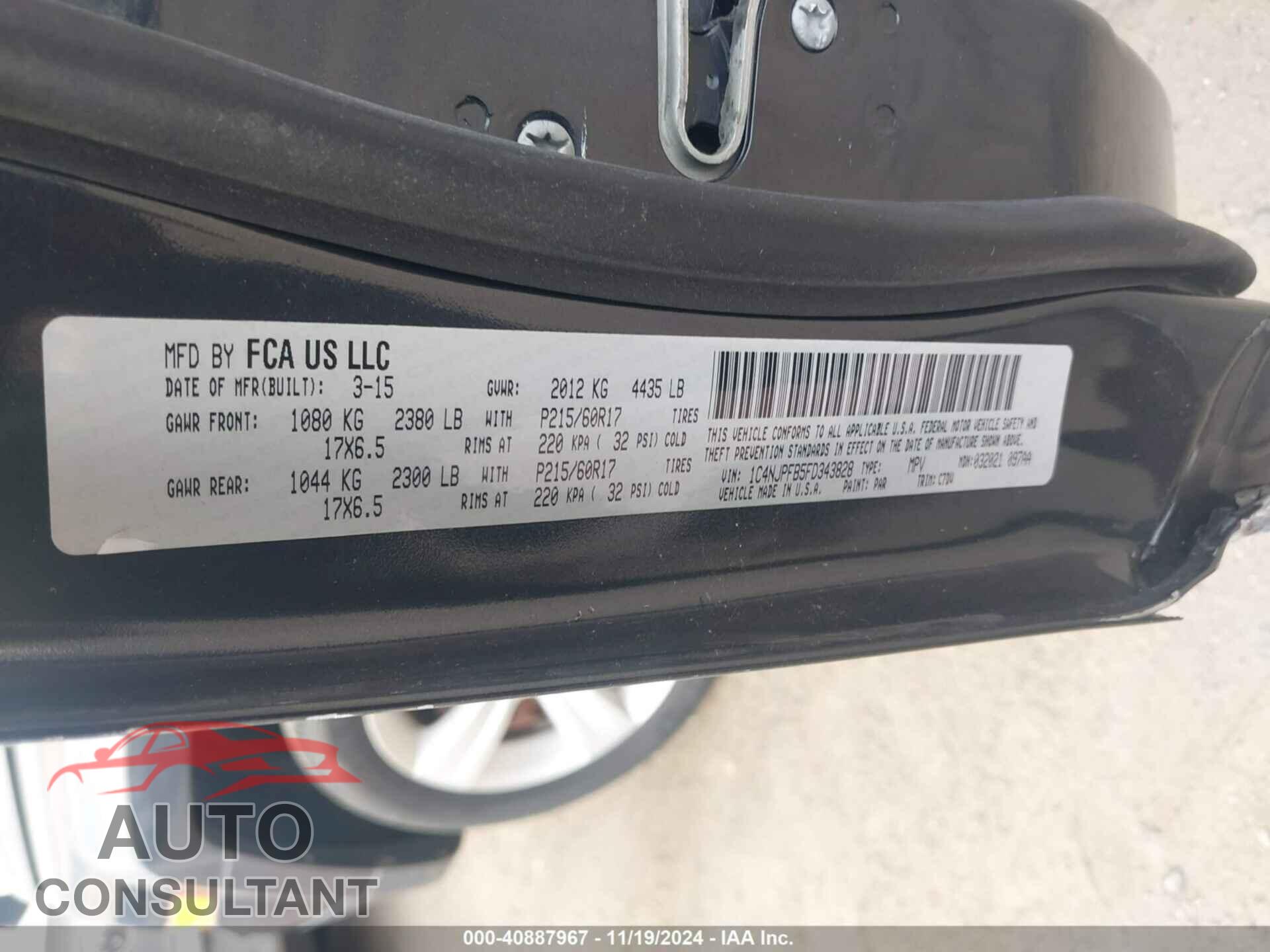 JEEP PATRIOT 2015 - 1C4NJPFB5FD343828