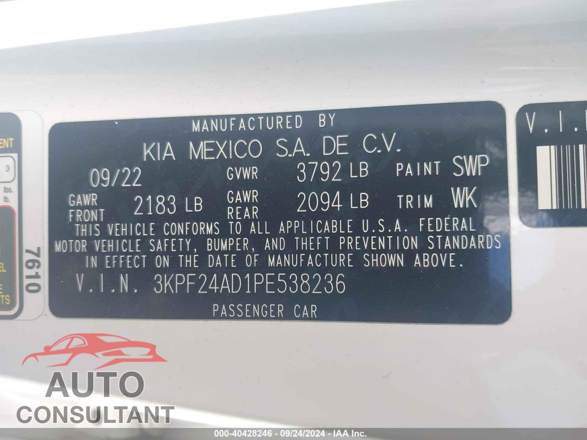 KIA FORTE 2023 - 3KPF24AD1PE538236