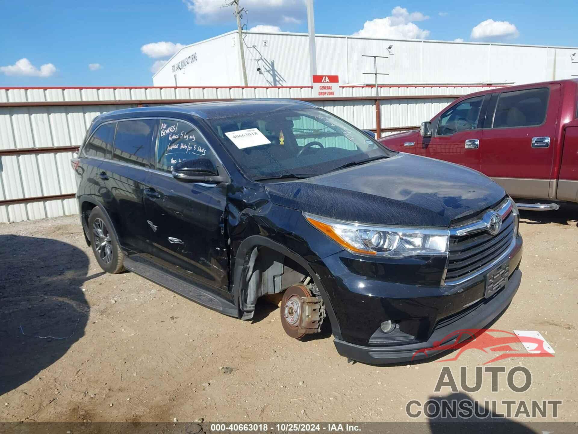 TOYOTA HIGHLANDER 2016 - 5TDKKRFHXGS184424