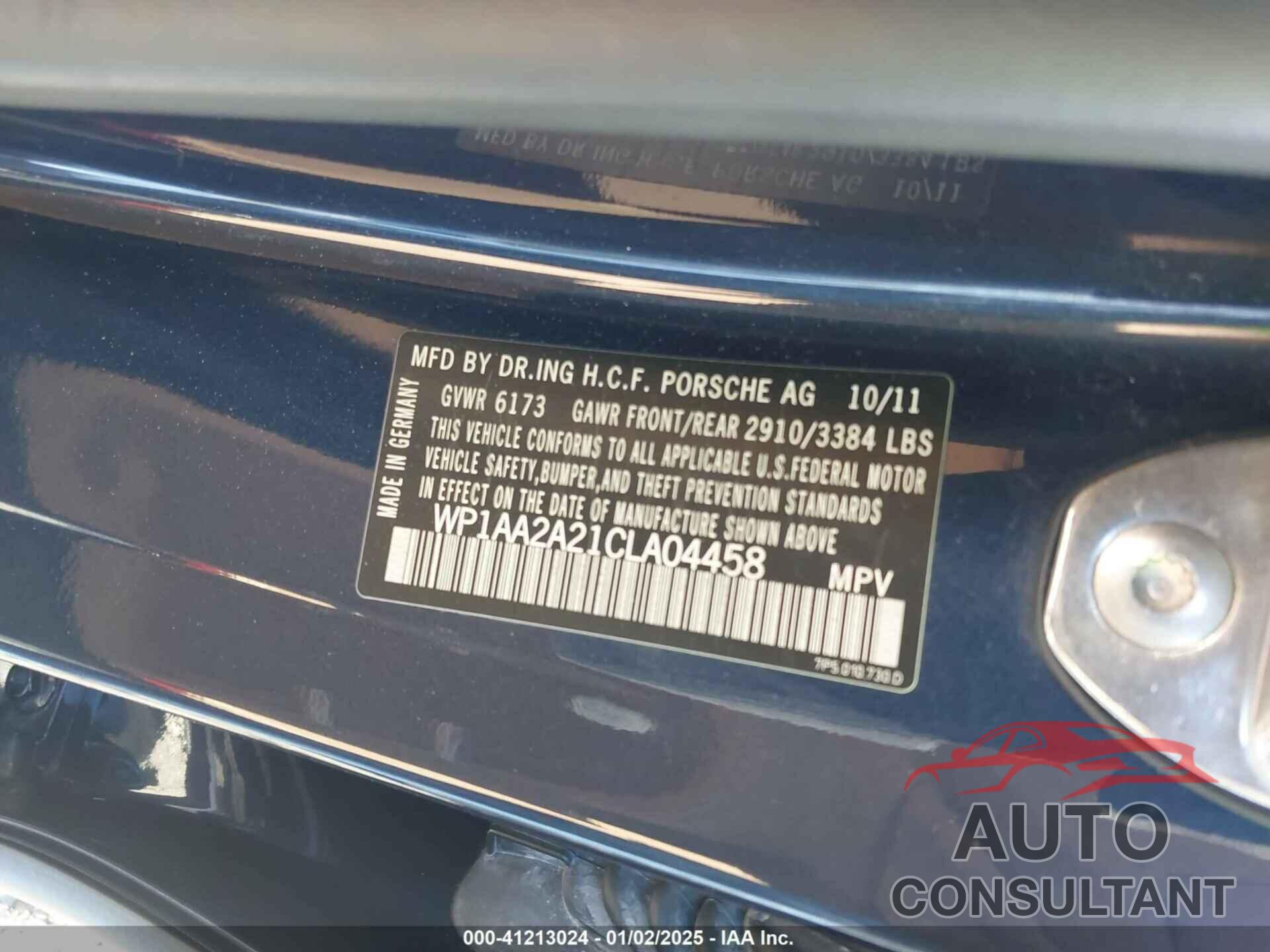 PORSCHE CAYENNE 2012 - WP1AA2A21CLA04458