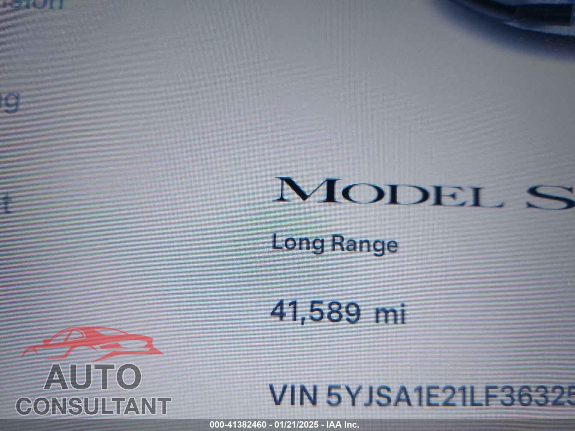 TESLA MODEL S 2020 - 5YJSA1E21LF363256