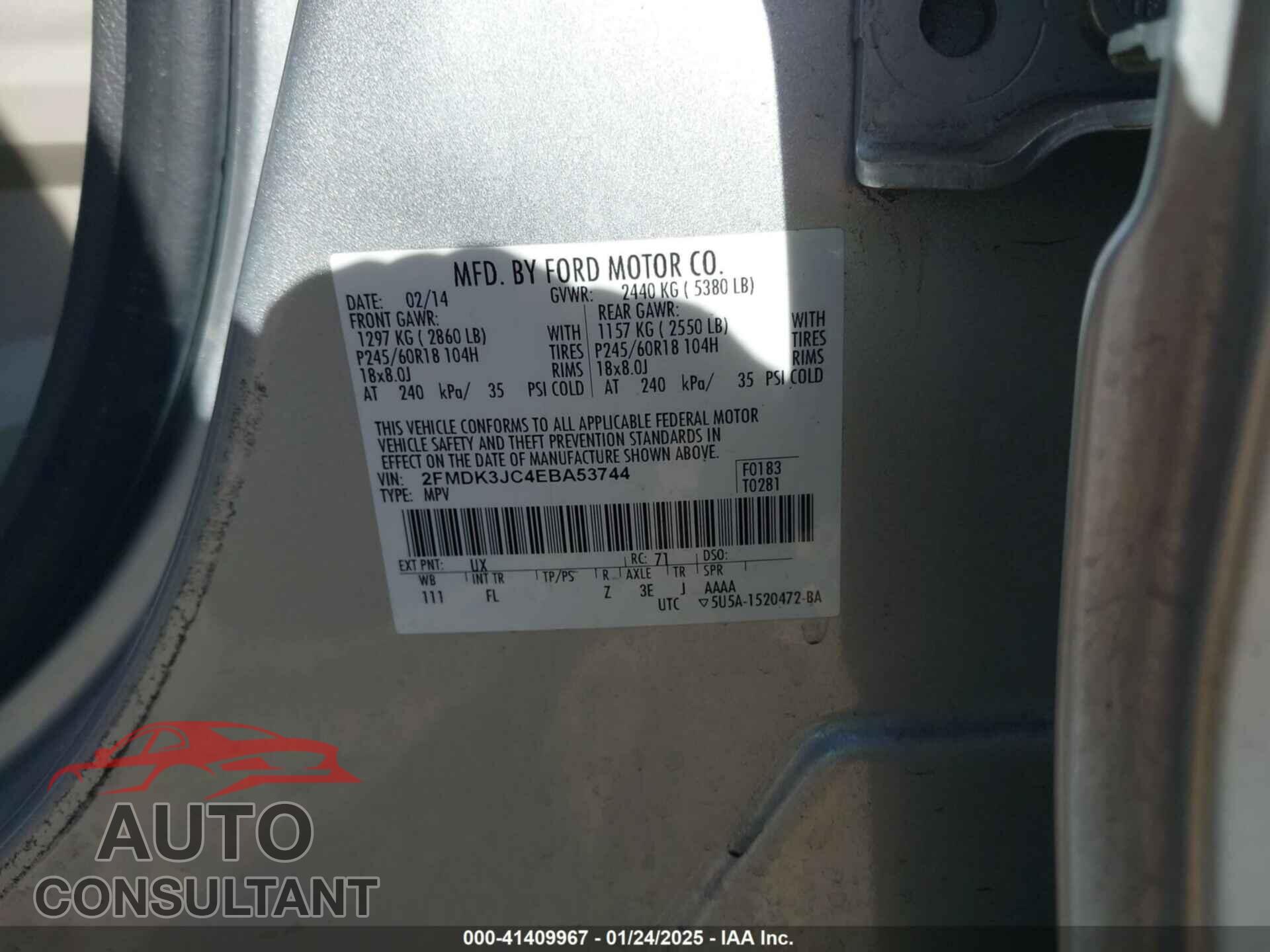 FORD EDGE 2014 - 2FMDK3JC4EBA53744