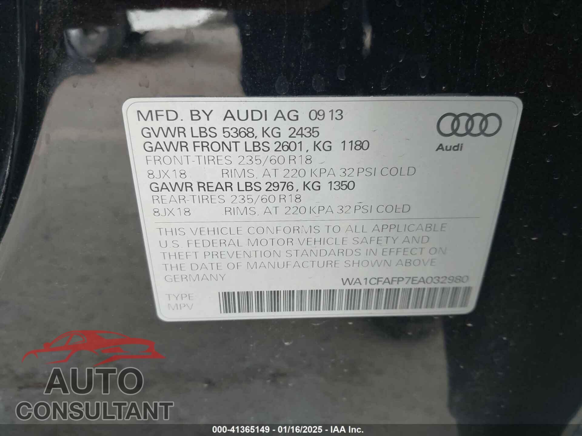 AUDI Q5 2014 - WA1CFAFP7EA032980