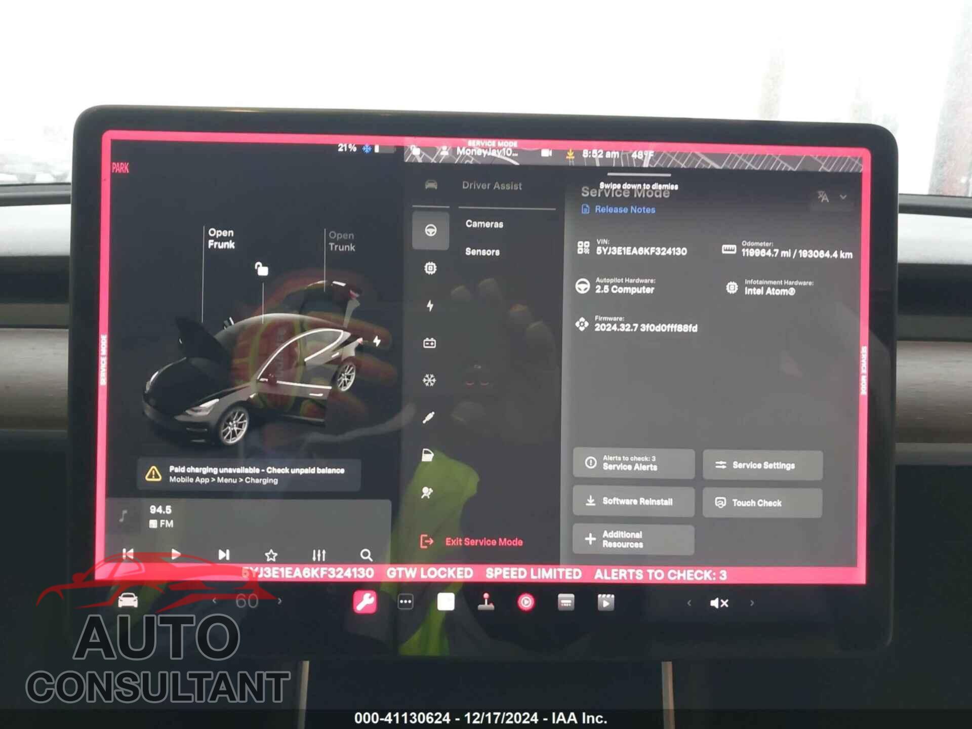 TESLA MODEL 3 2019 - 5YJ3E1EA6KF324130