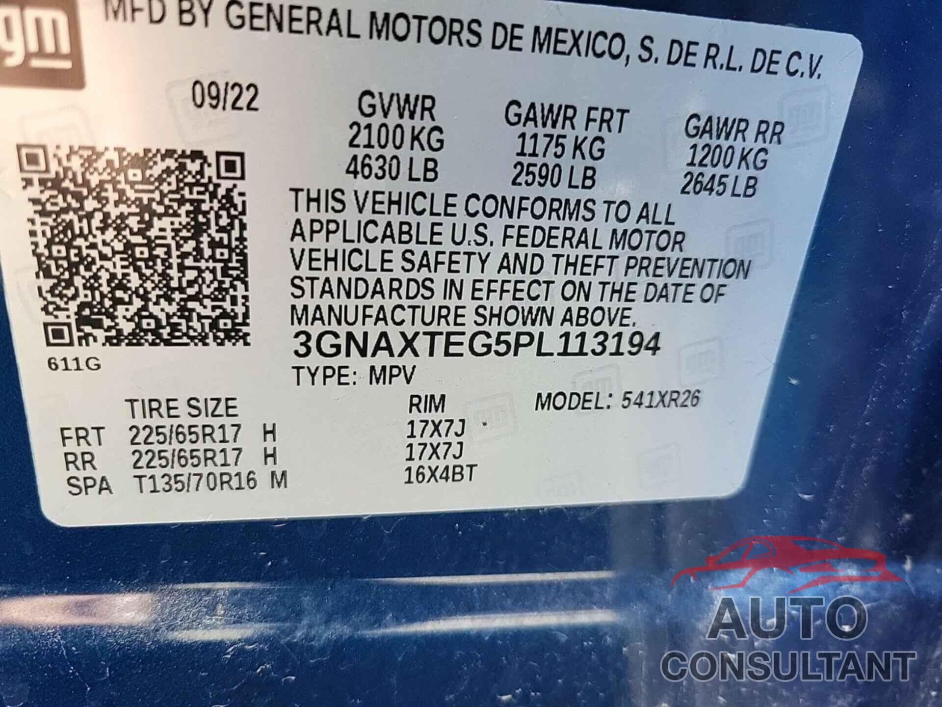 CHEVROLET EQUINOX 2023 - 3GNAXTEG5PL113194