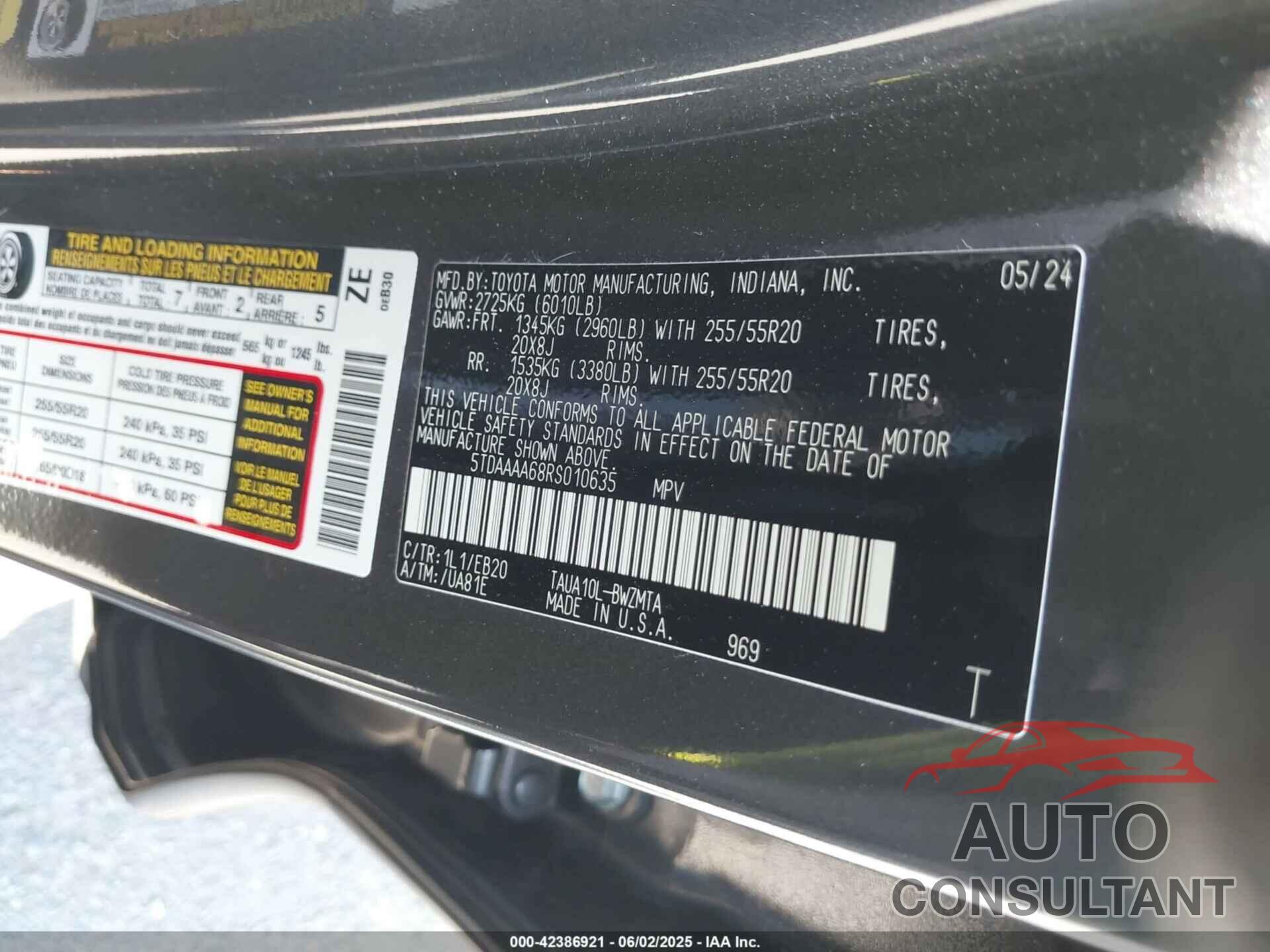 LEXUS TX 350 2024 - 5TDAAAA68RS010635