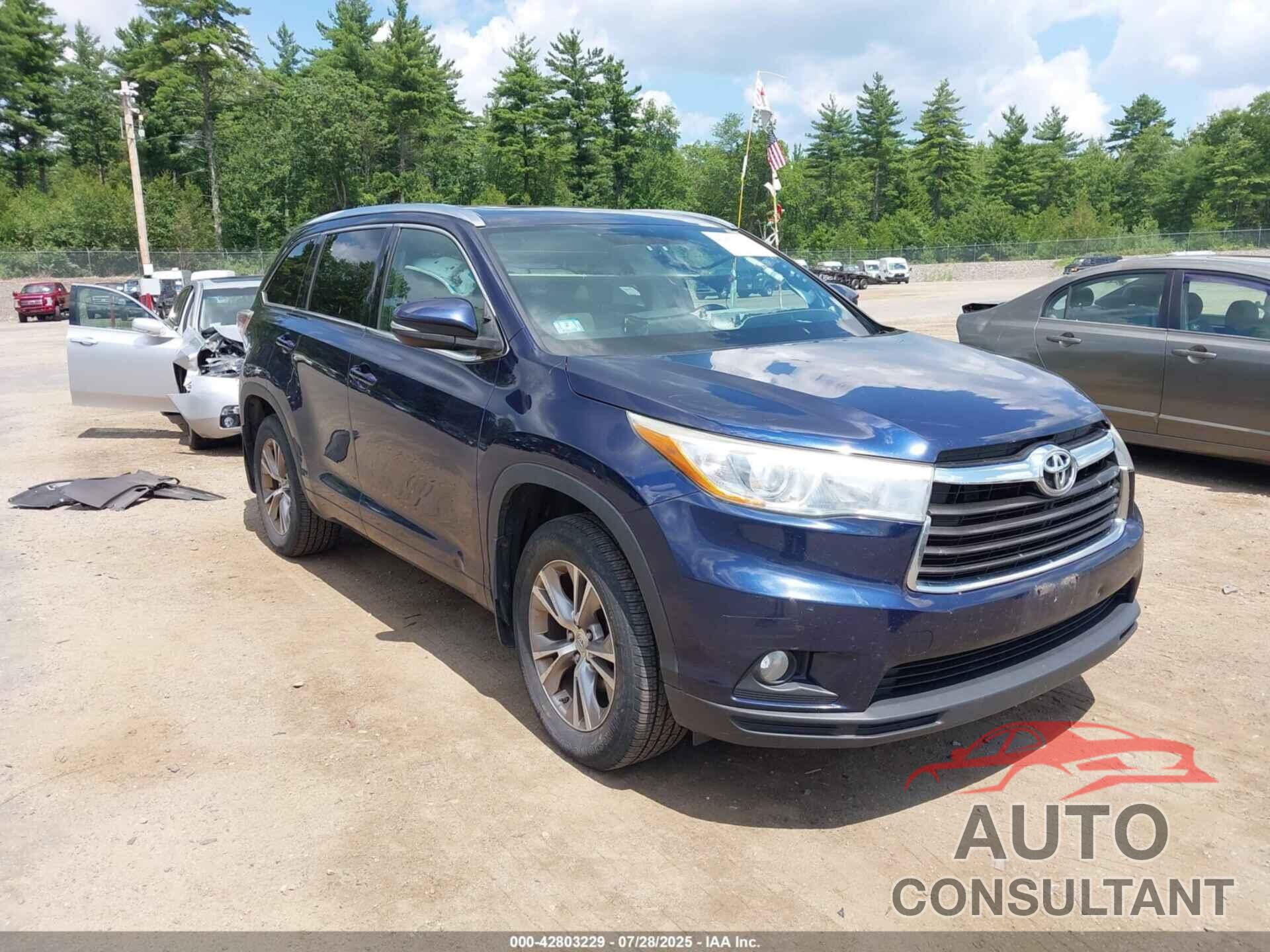 TOYOTA HIGHLANDER 2015 - 5TDJKRFH3FS126102