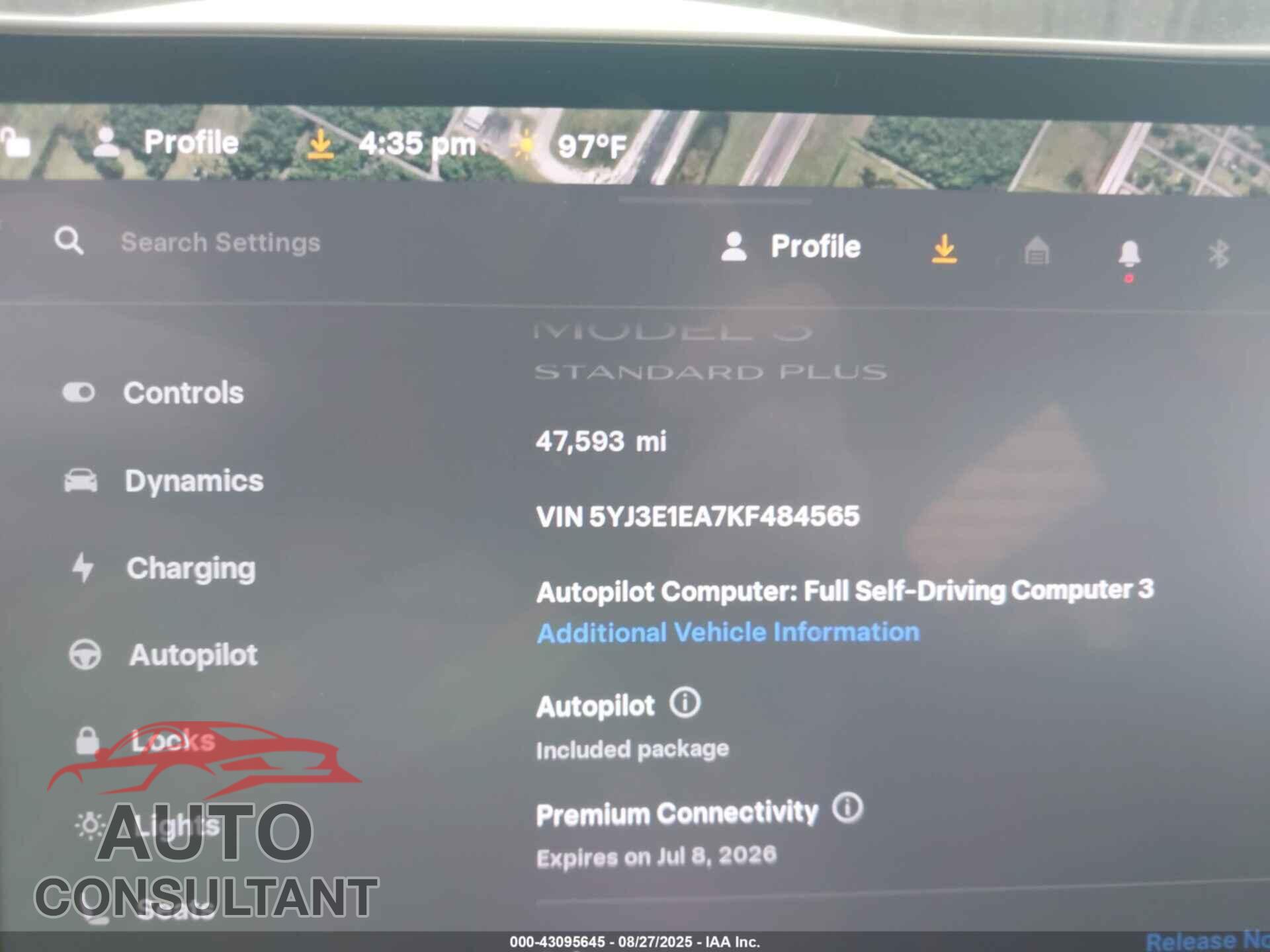 TESLA MODEL 3 2019 - 5YJ3E1EA7KF484565
