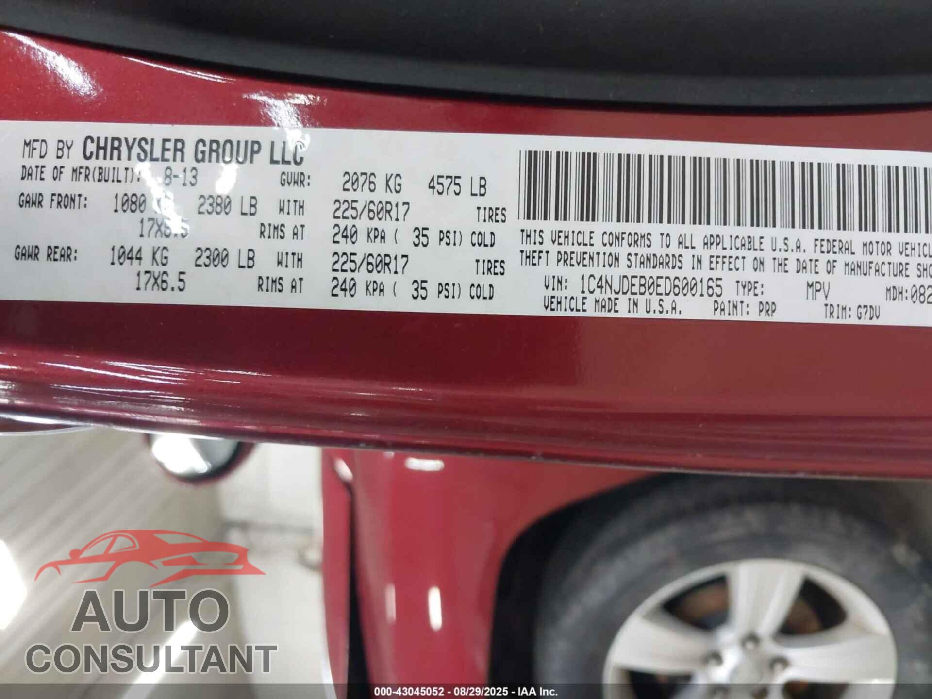 JEEP COMPASS 2014 - 1C4NJDEB0ED600165