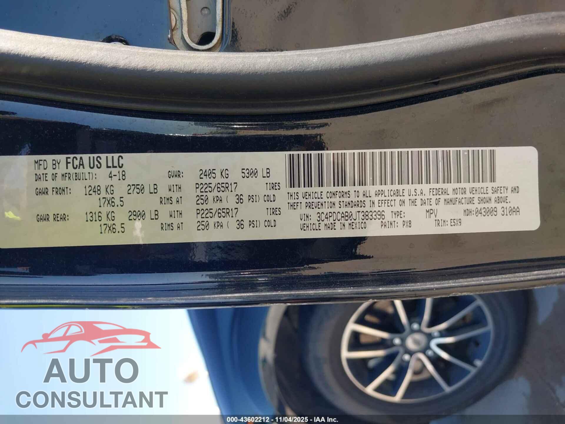 DODGE JOURNEY 2018 - 3C4PDCAB0JT383396