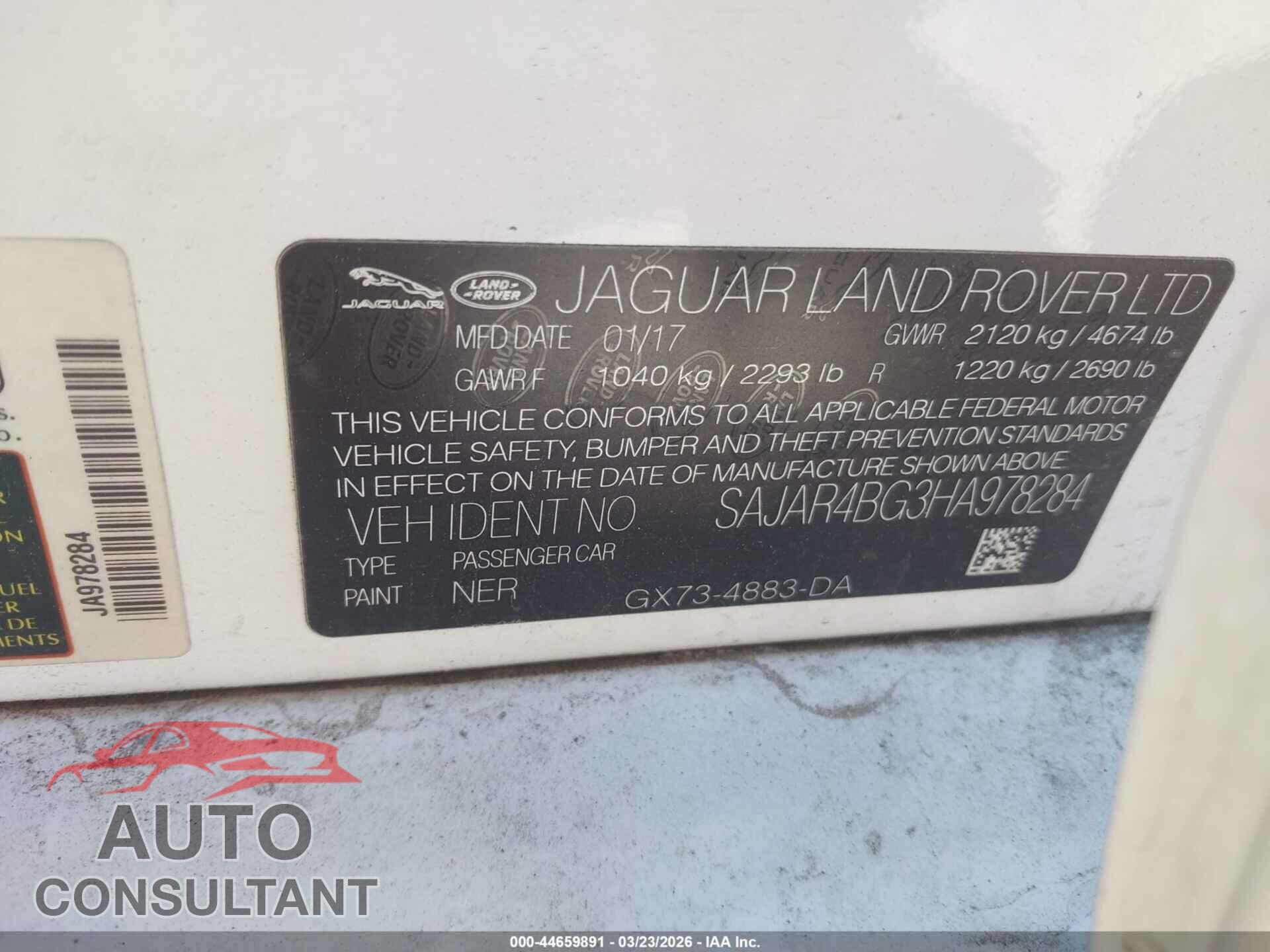 JAGUAR XE 2017 - SAJAR4BG3HA978284