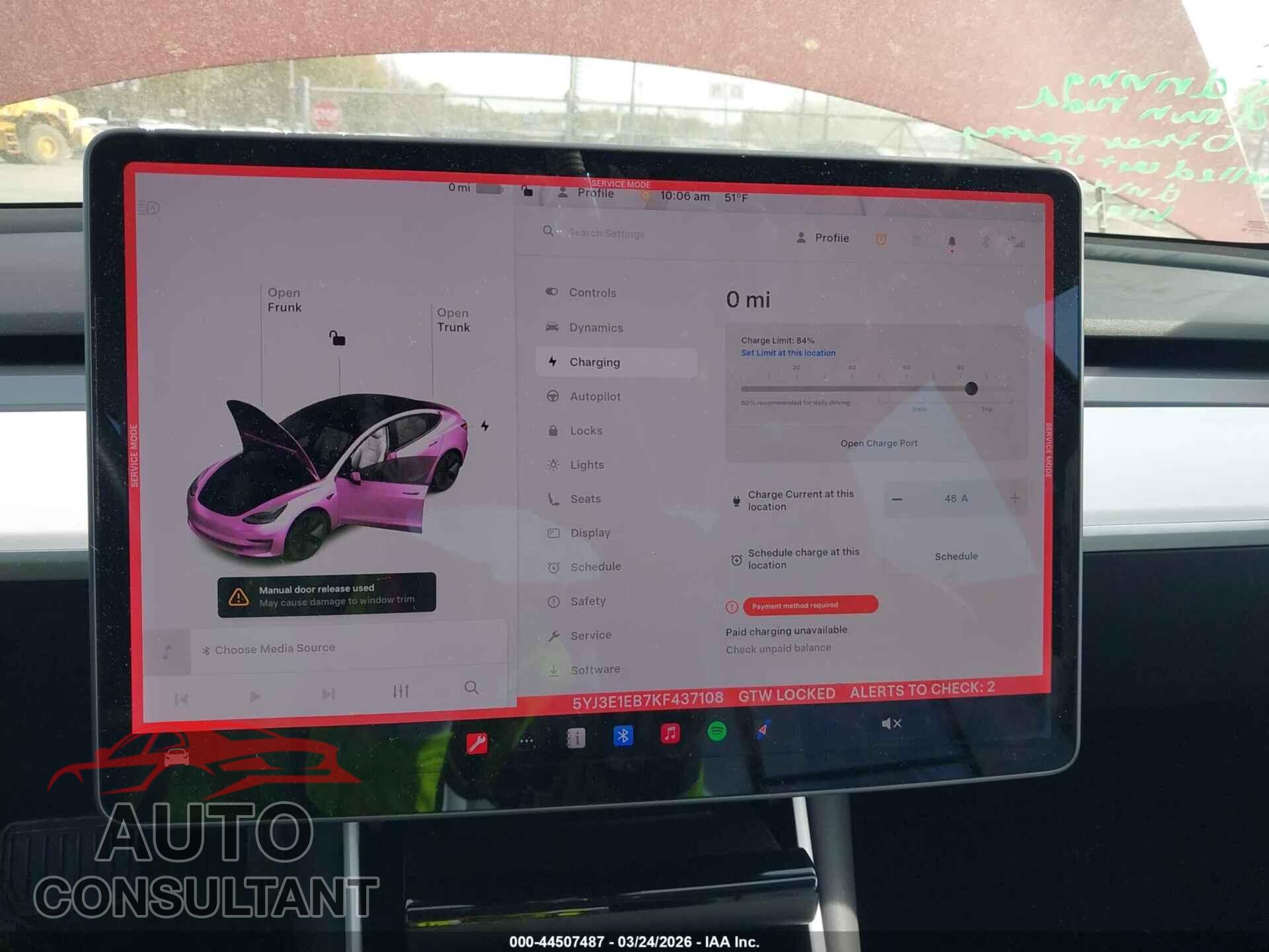 TESLA MODEL 3 2019 - 5YJ3E1EB7KF437108
