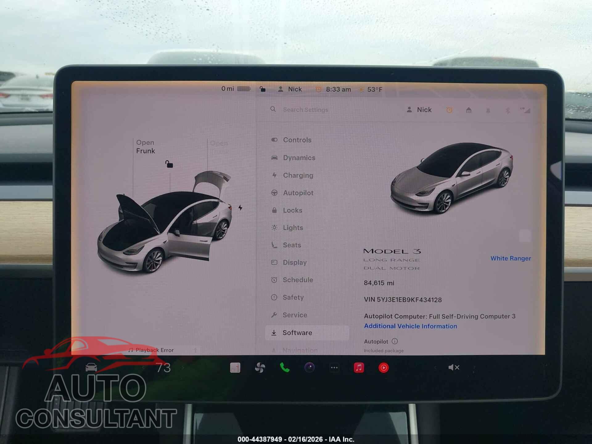 TESLA MODEL 3 2019 - 5YJ3E1EB9KF434128