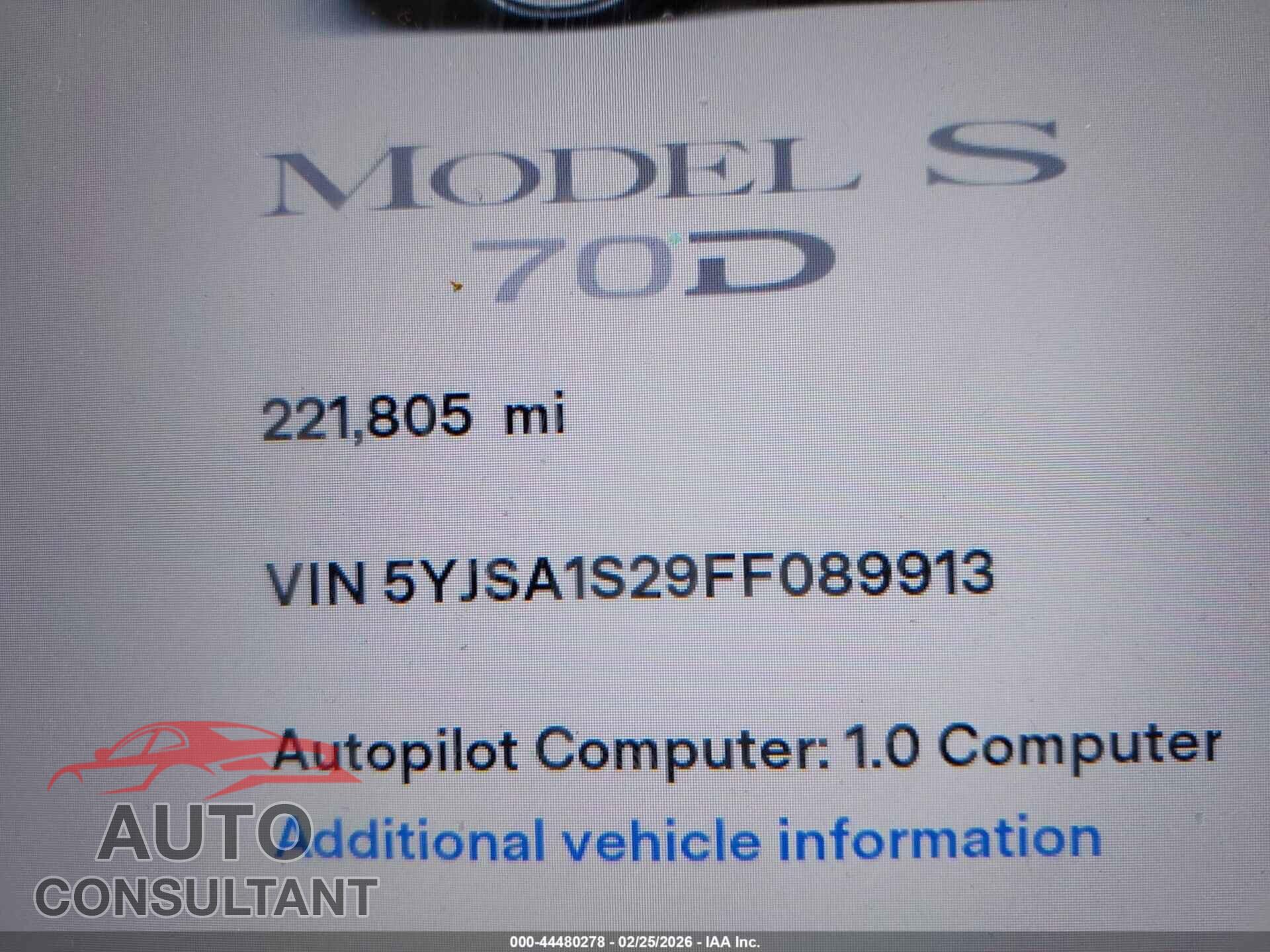 TESLA MODEL S 2015 - 5YJSA1S29FF089913