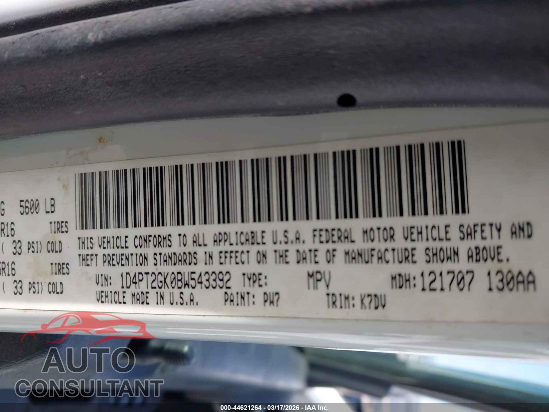 DODGE NITRO 2011 - 1D4PT2GK0BW543392