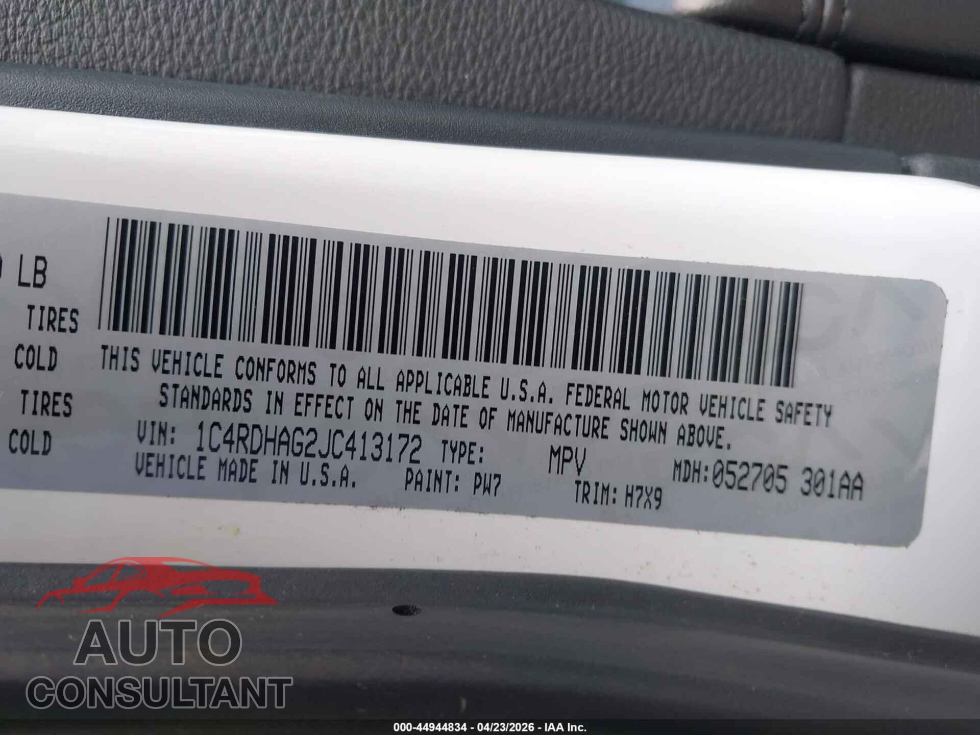 DODGE DURANGO 2018 - 1C4RDHAG2JC413172