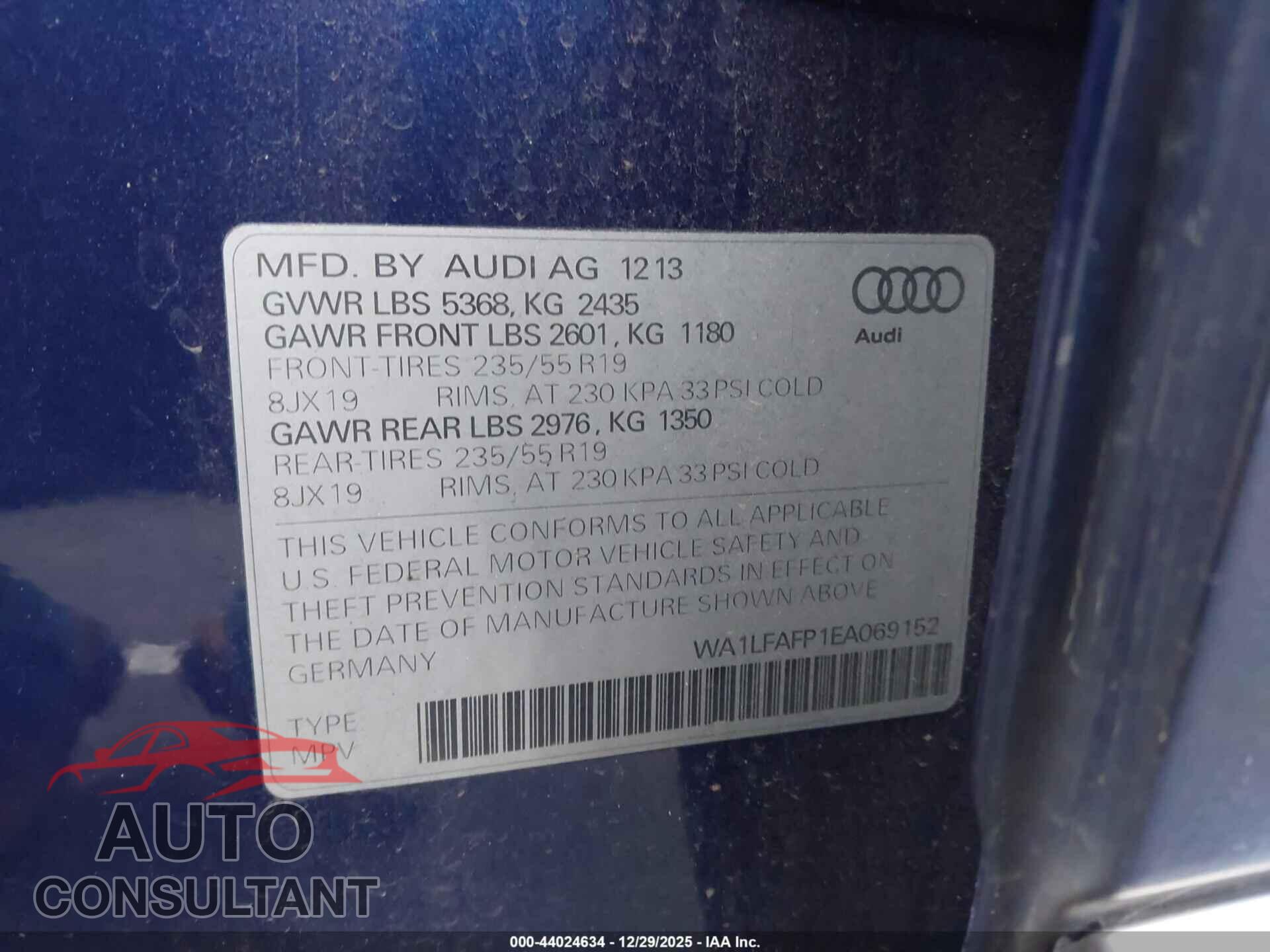 AUDI Q5 2014 - WA1LFAFP1EA069152