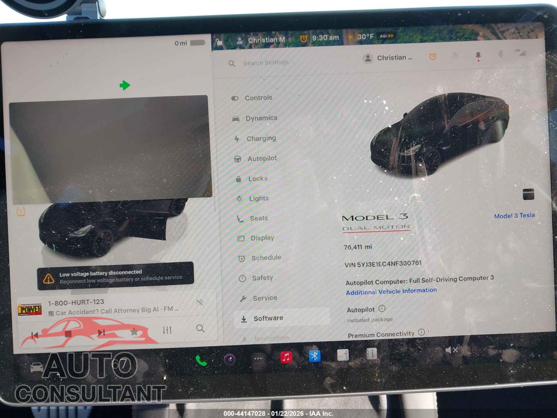 TESLA MODEL 3 2022 - 5YJ3E1EC4NF360761