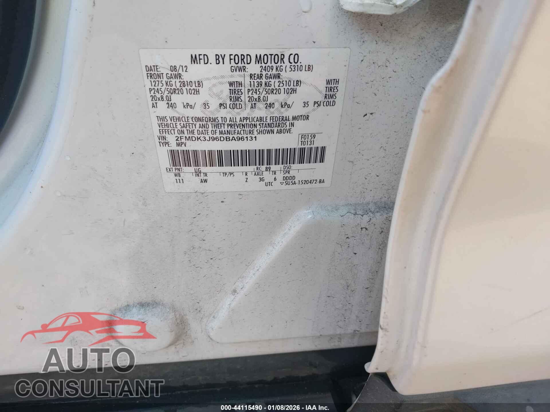 FORD EDGE 2013 - 2FMDK3J96DBA96131