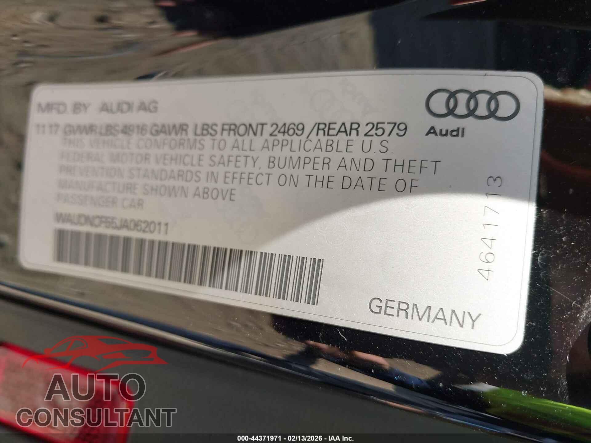 AUDI A5 2018 - WAUDNCF55JA062011