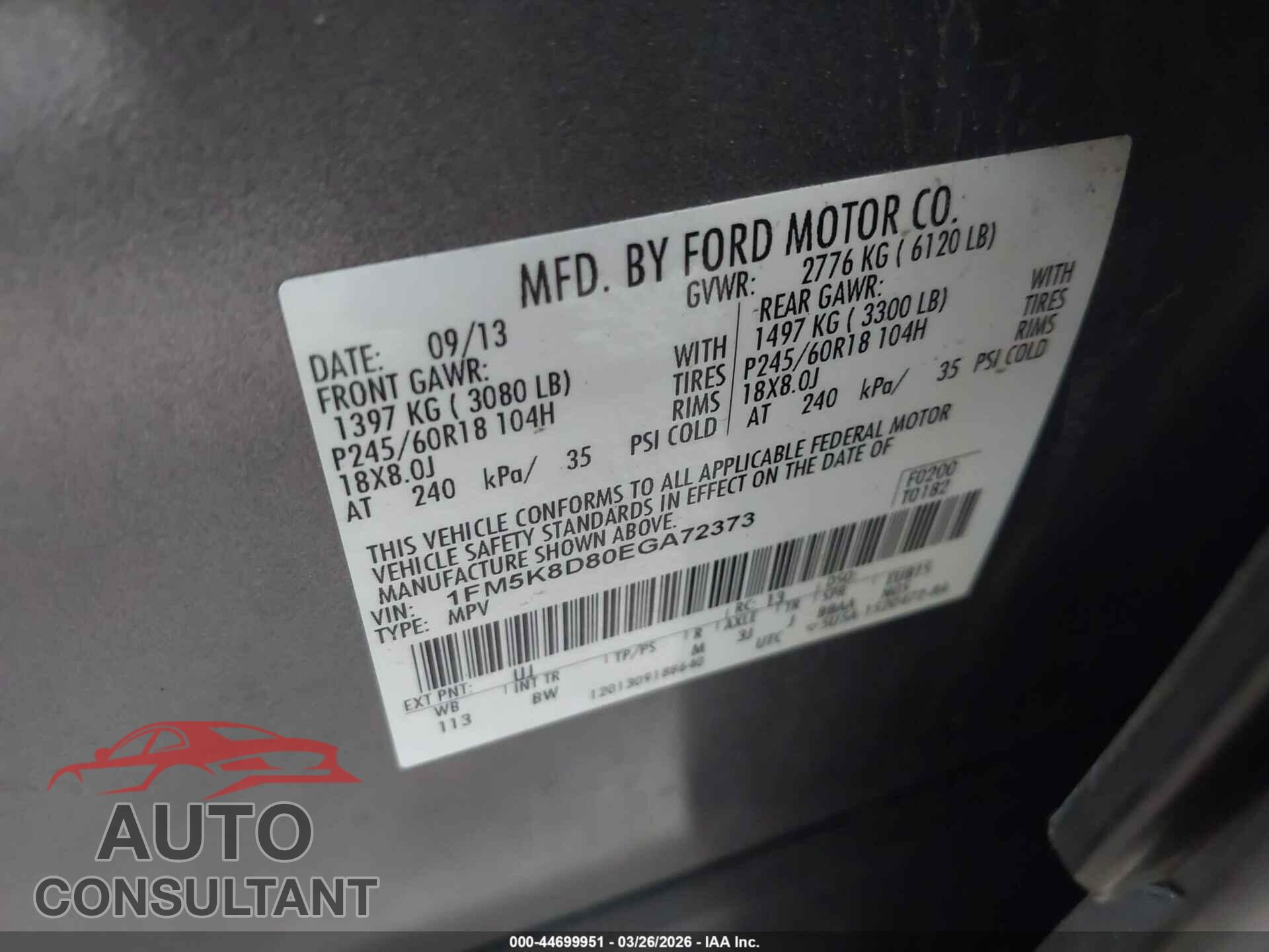 FORD EXPLORER 2014 - 1FM5K8D80EGA72373