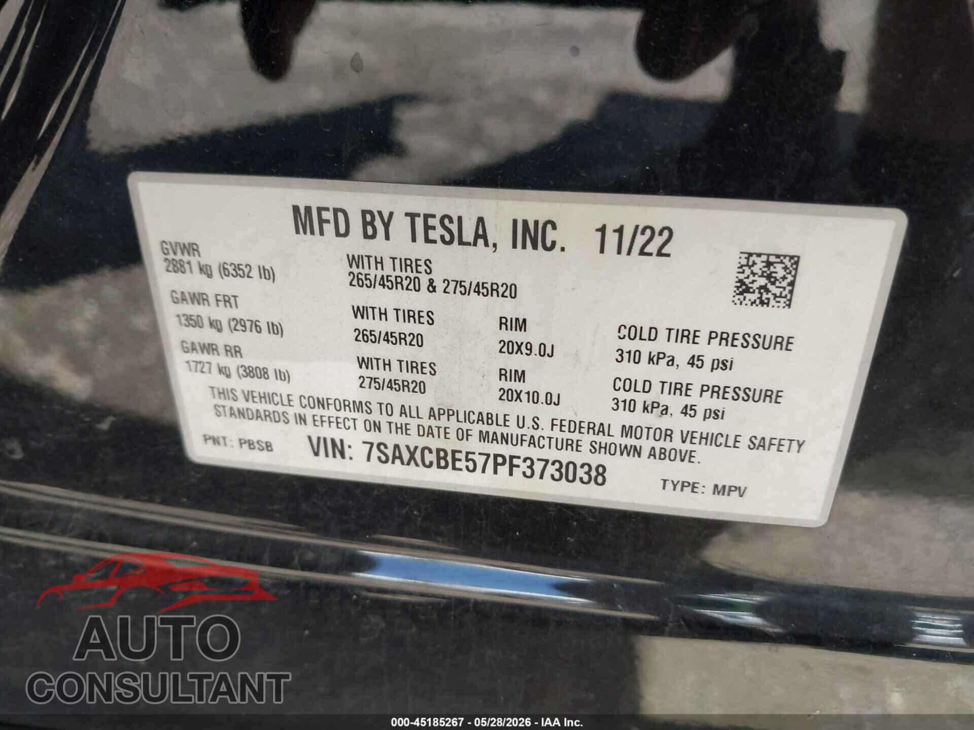 TESLA MODEL X 2023 - 7SAXCBE57PF373038