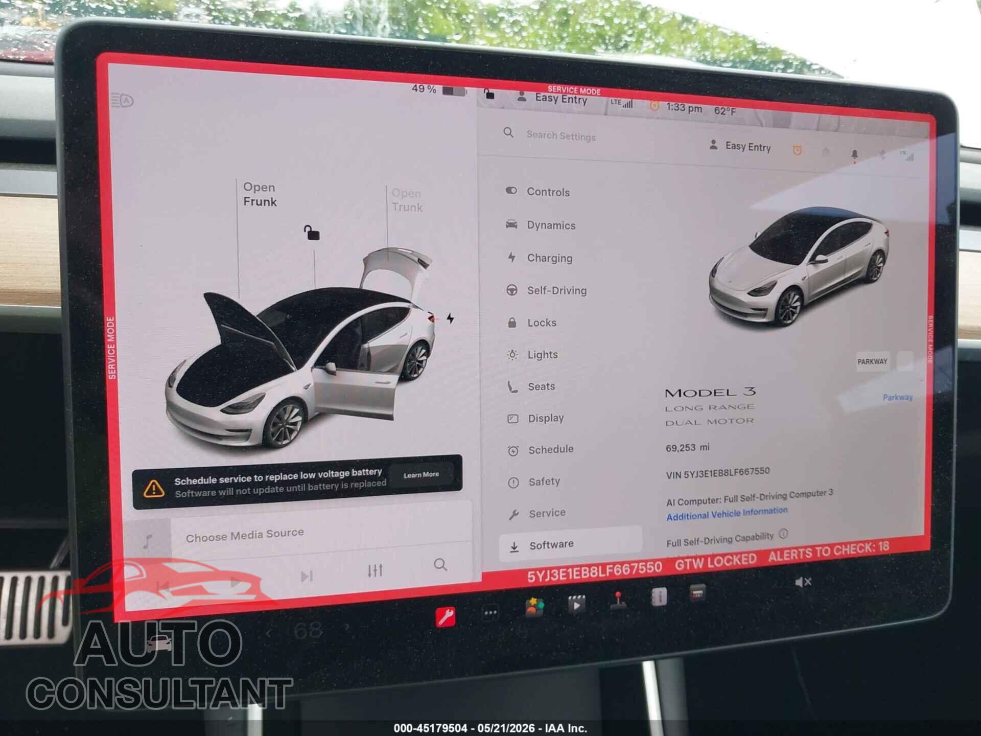 TESLA MODEL 3 2020 - 5YJ3E1EB8LF667550
