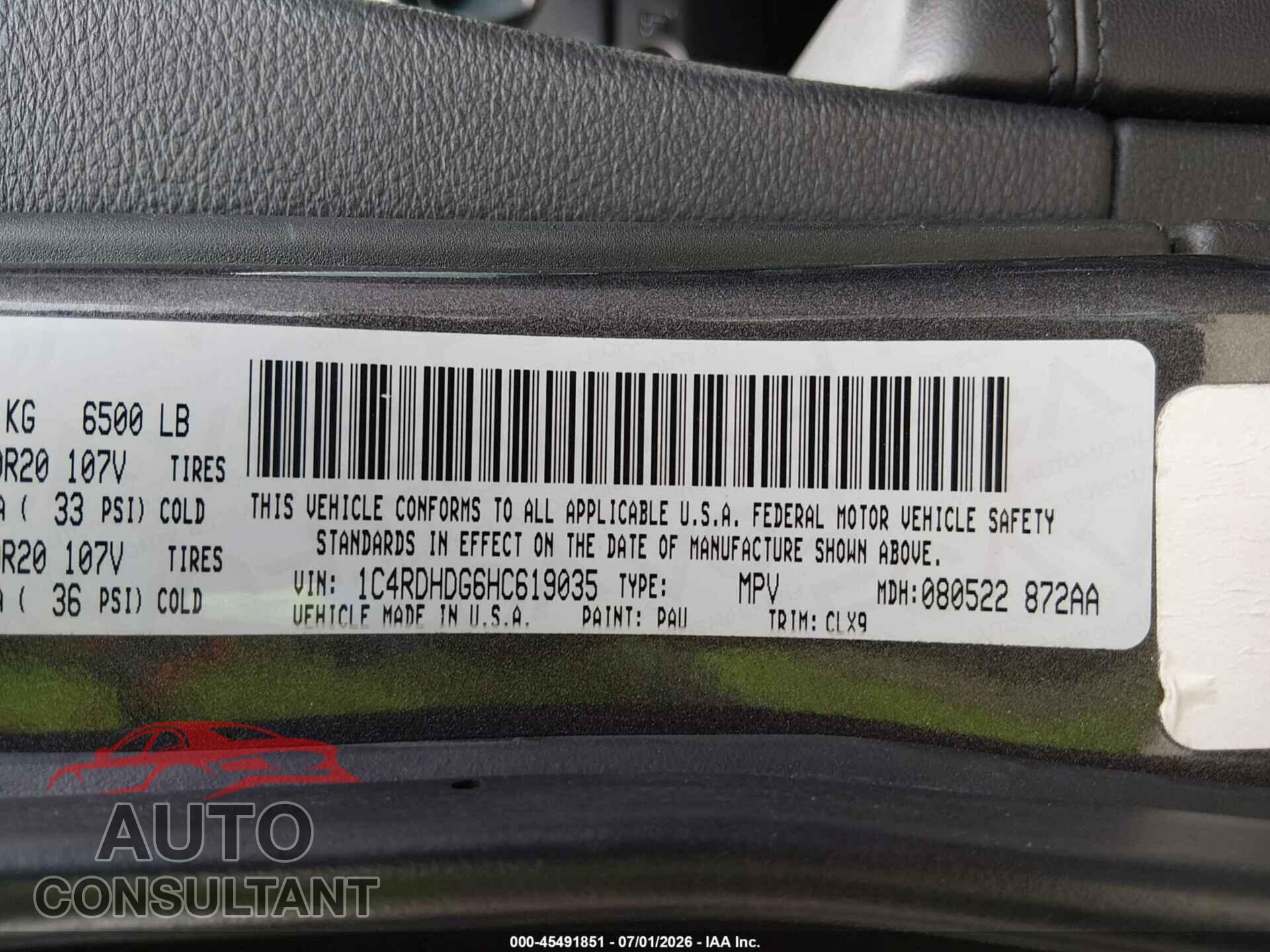 DODGE DURANGO 2017 - 1C4RDHDG6HC619035